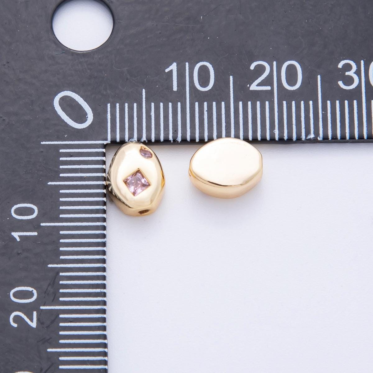 18k Gold Filled Bean Seed Spacer Beads with CZ For Bracelet Necklace Jewelry Making Supplies, DIY Bracelet Necklace Finding AF-1022