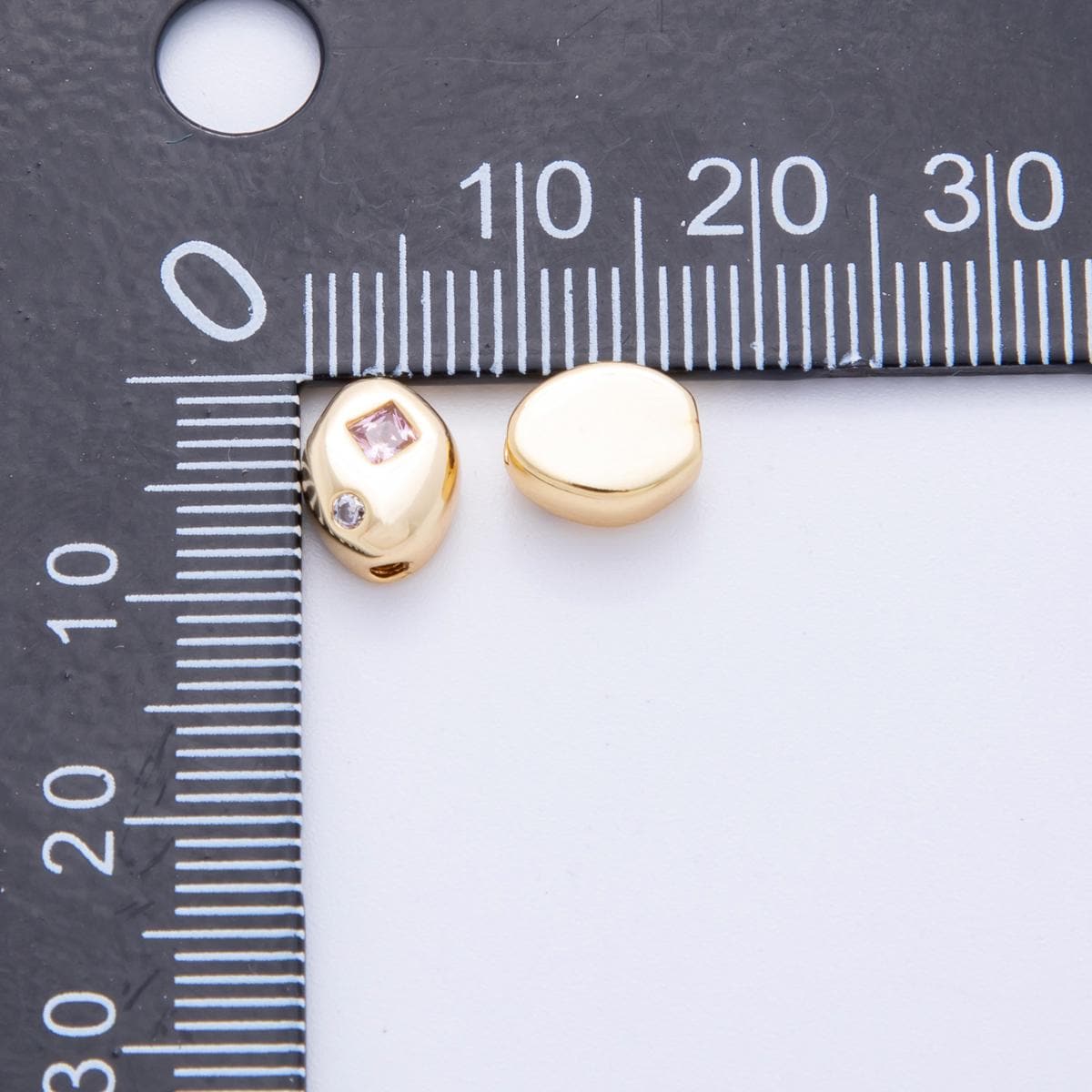 18k Gold Filled Bean Seed Spacer Beads with CZ For Bracelet Necklace Jewelry Making Supplies, DIY Bracelet Necklace Finding AF-1022