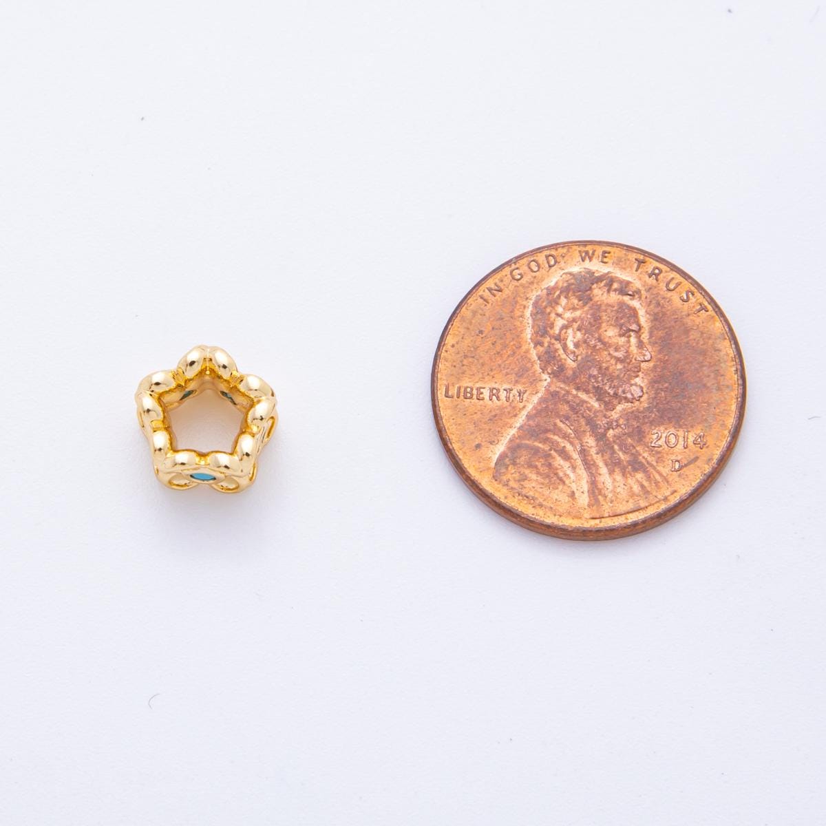 18k gold Filled Flower spacer beads with CZ Pink Blue Tiny Floral spacer beads 8 mm beads AF-1026