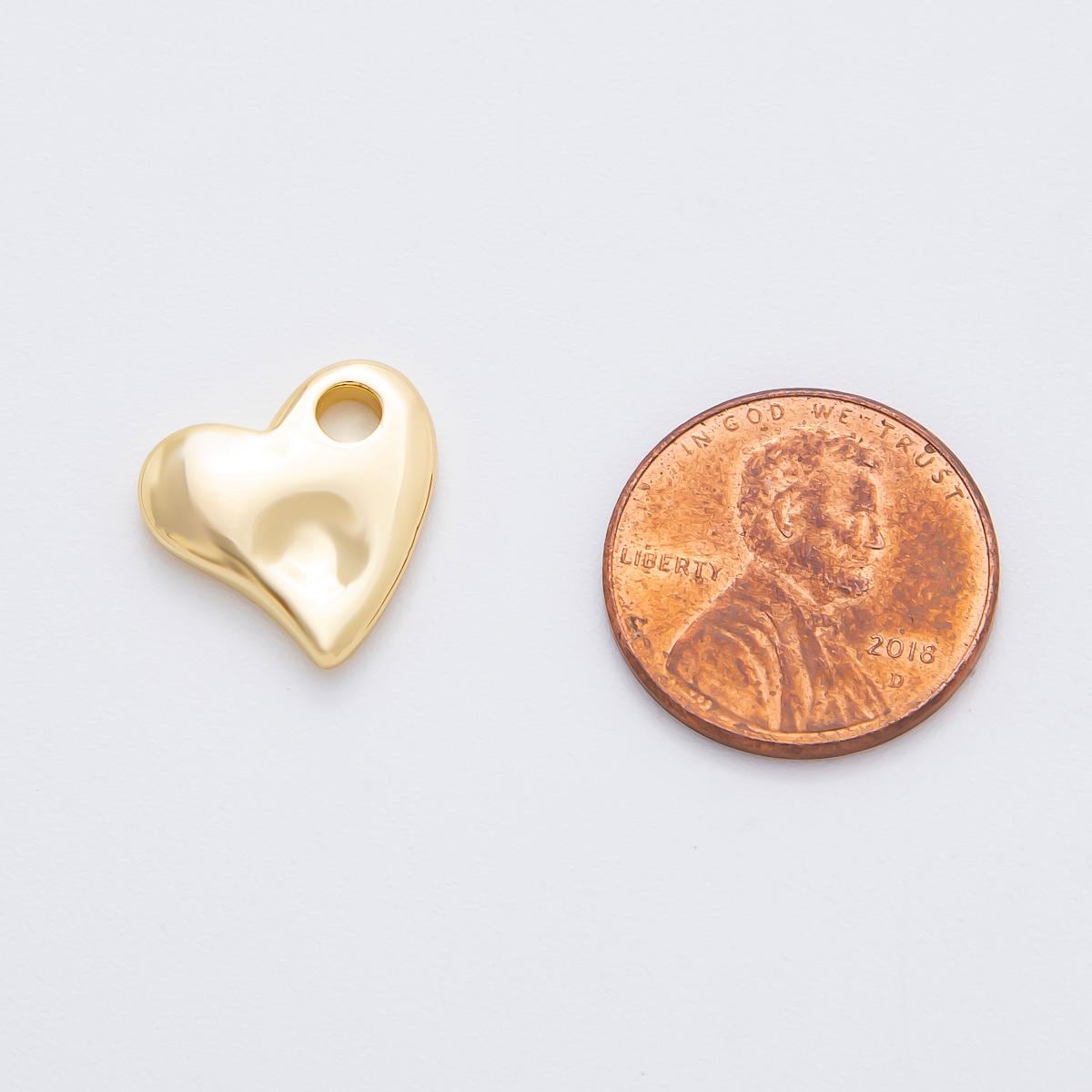 18k gold filled 15.5mm Flat minimalist heart charm for Necklace Keychain Supply | Z-A1523