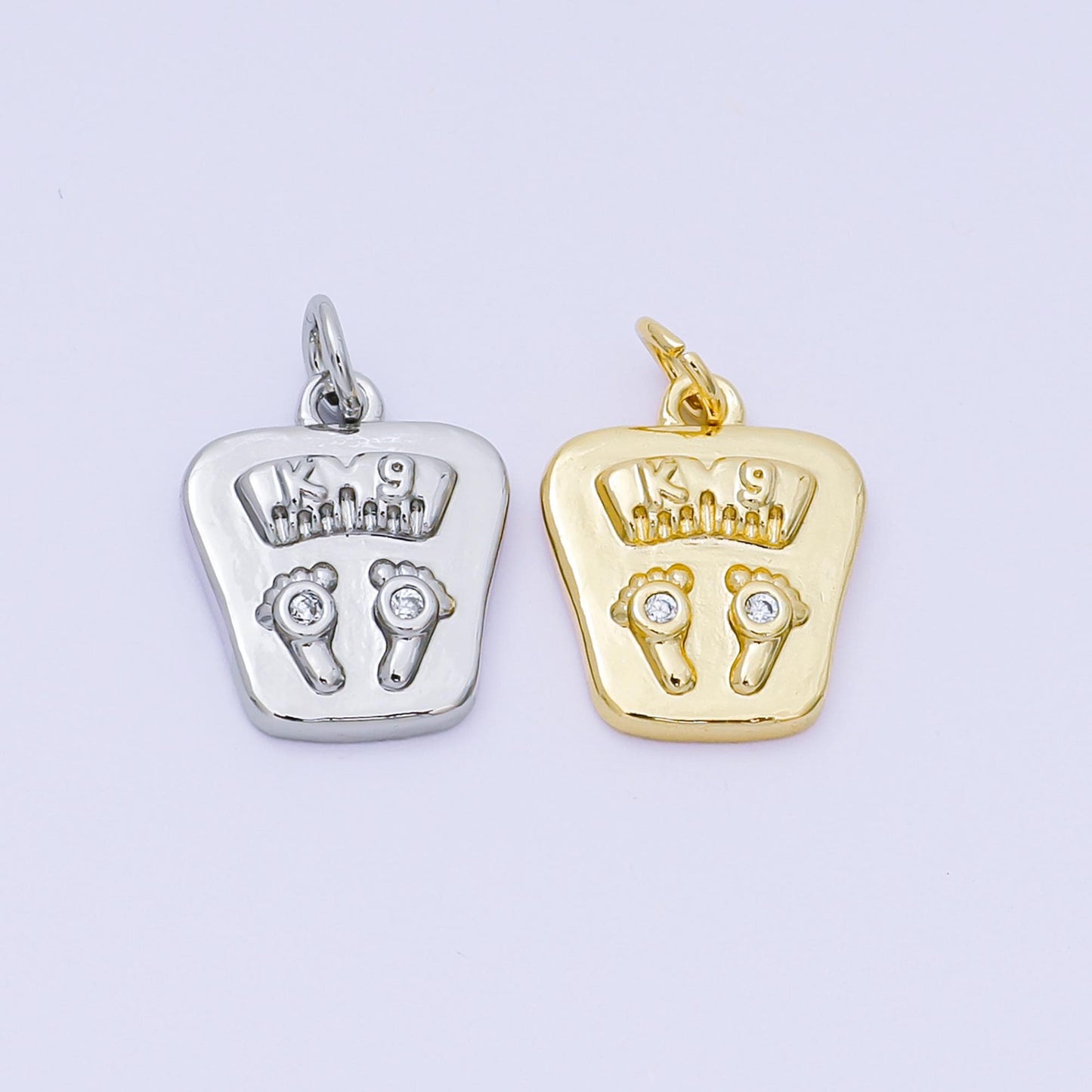 24K Gold Filled 15mm Micro Paved CZ Body Scale Charm in Gold & Silver | AH-668