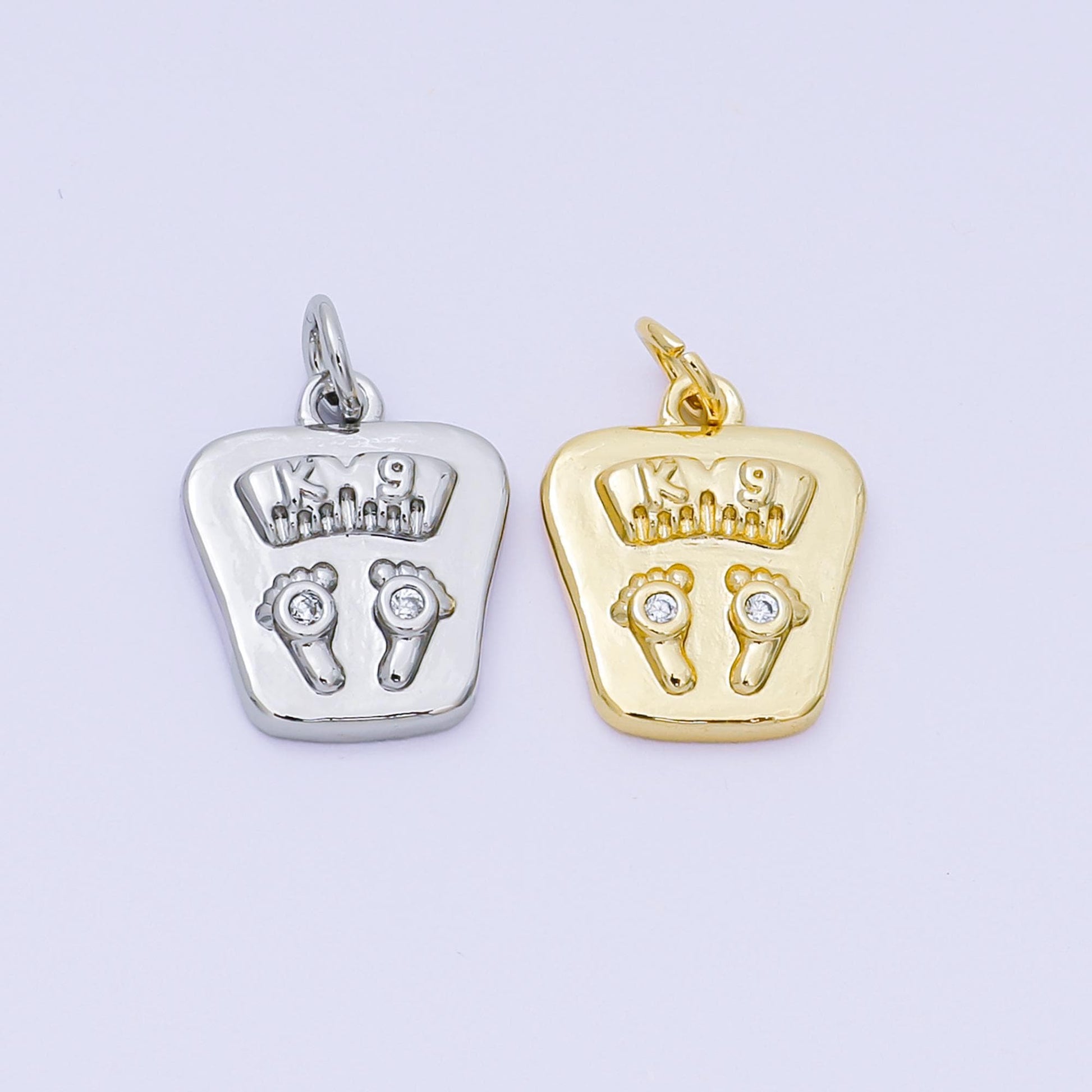 24K Gold Filled 15mm Micro Paved CZ Body Scale Charm in Gold & Silver | AH-668