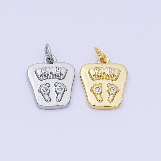 24K Gold Filled 15mm Micro Paved CZ Body Scale Charm in Gold & Silver | AH-668