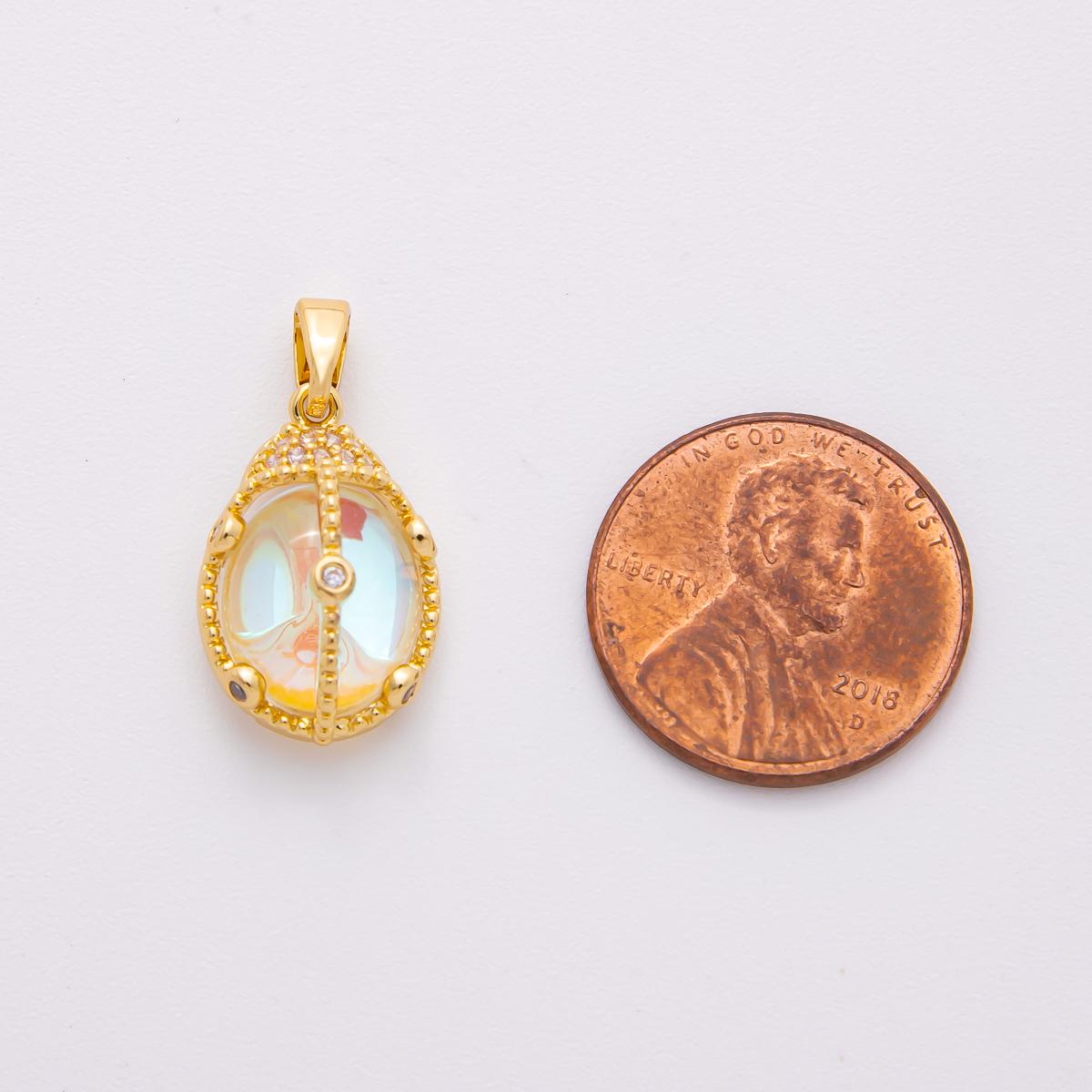 Clear Glass Beads cabochon 18k gold Filled Charm pendants af-a1140