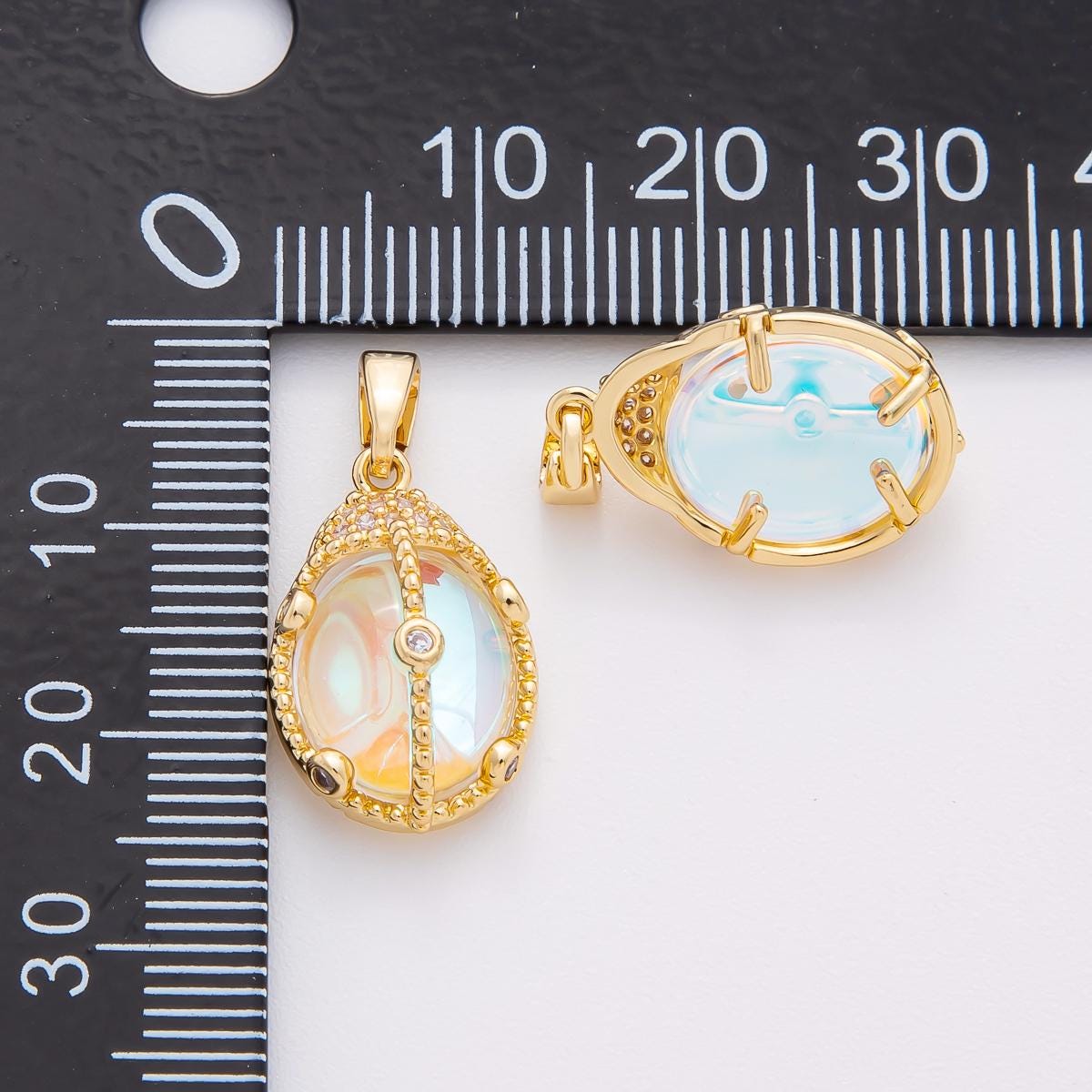 Clear Glass Beads cabochon 18k gold Filled Charm pendants af-a1140