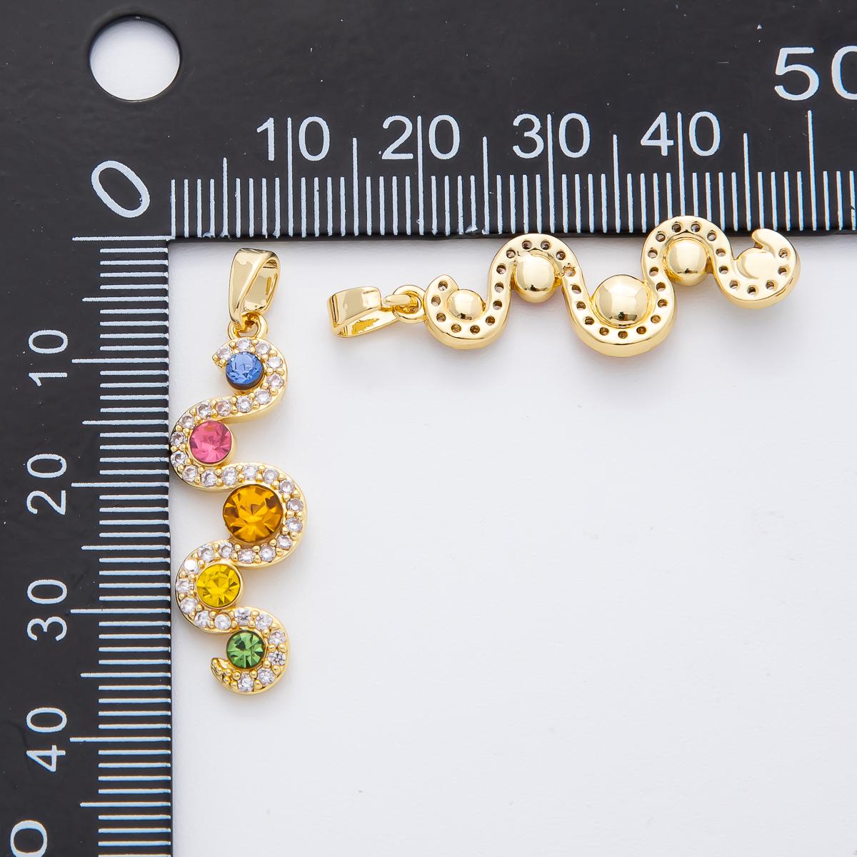 Gold Multi Color CZ Charms 18K Gold Filled drop Charm Bracelet Necklace for DIY Jewelry Making Supply AF-1134
