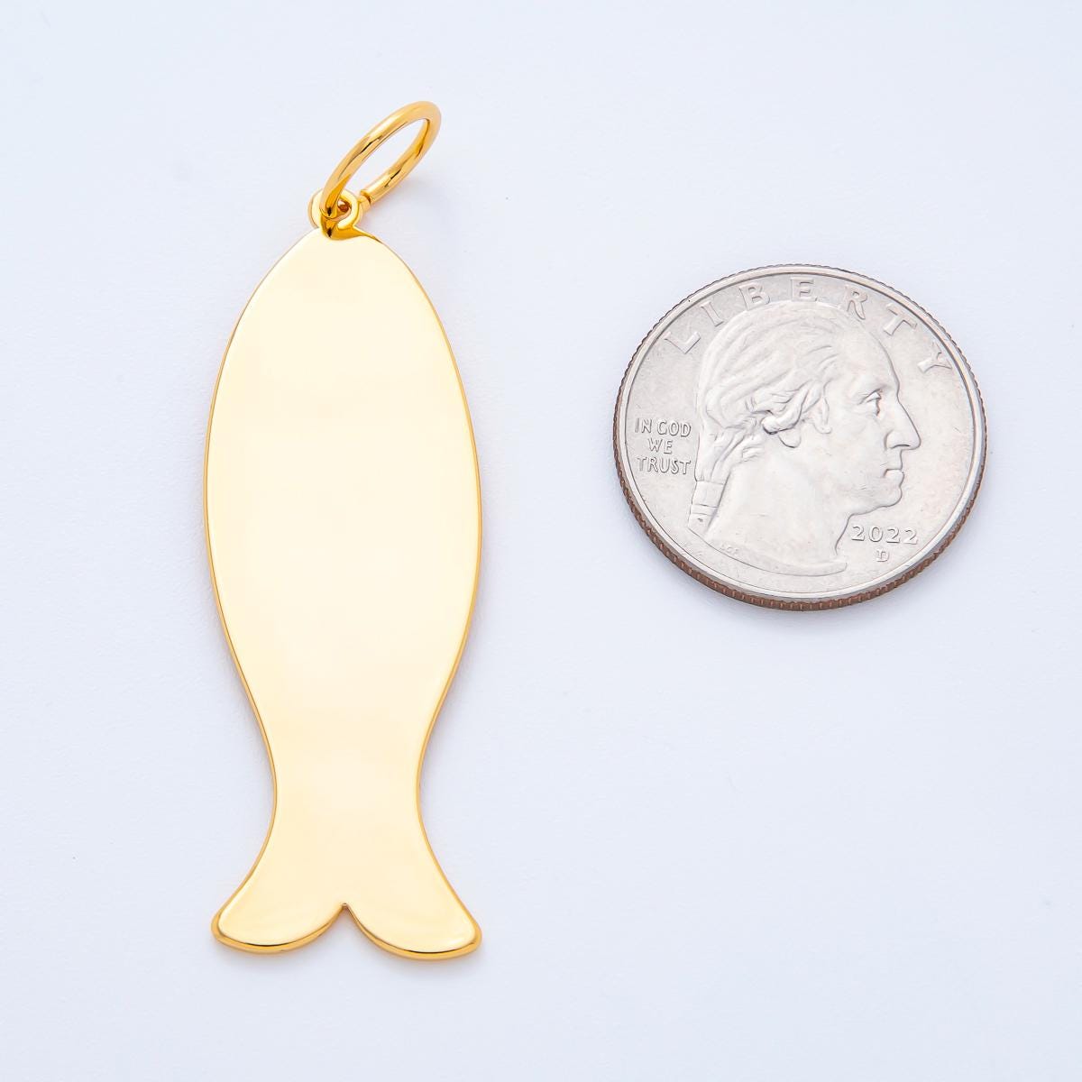 Long Flat Fish Pendant for Cord Necklace Fish Charm Under the Sea Ocean Life 18k Gold Filled Jewelry Supply N-1384