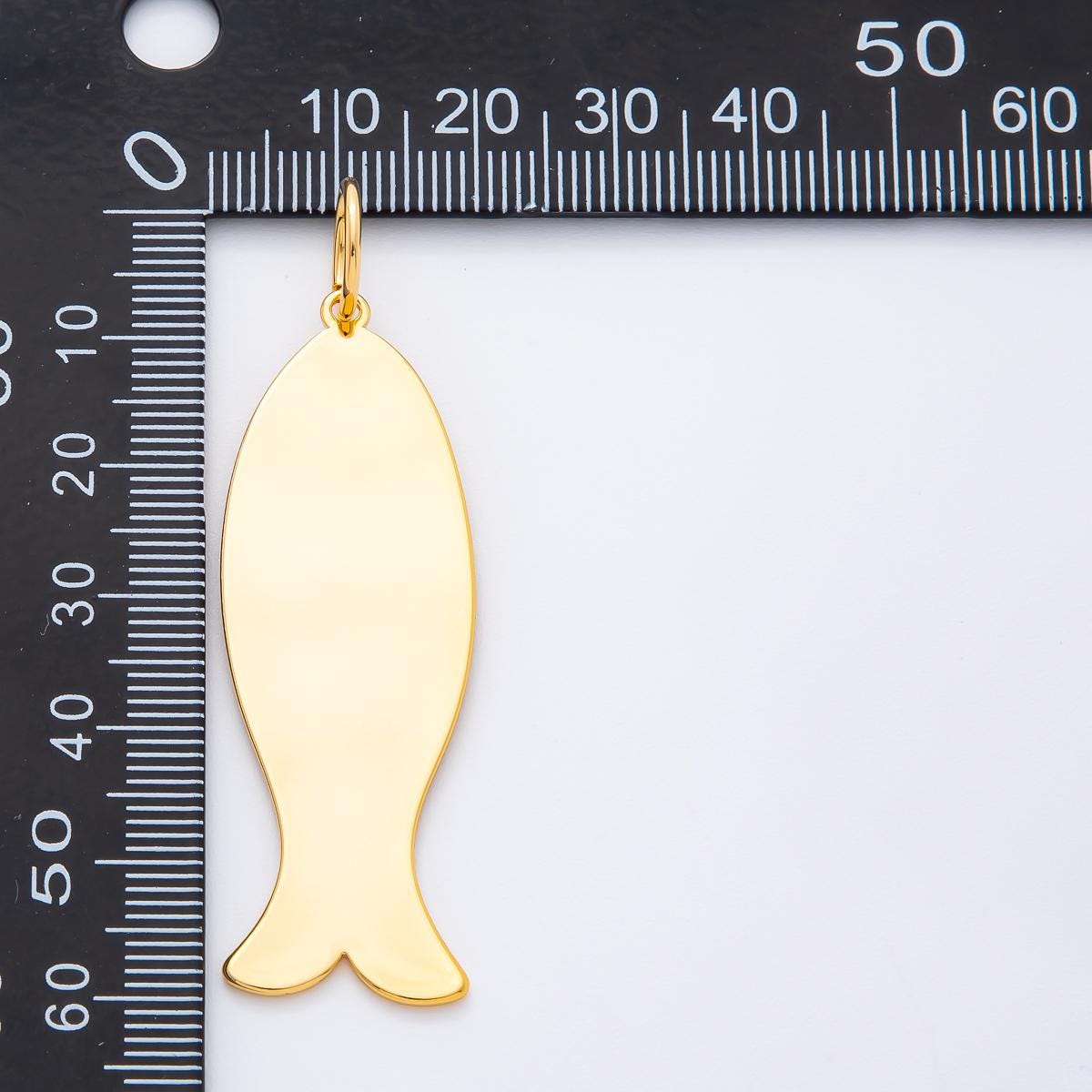 Long Flat Fish Pendant for Cord Necklace Fish Charm Under the Sea Ocean Life 18k Gold Filled Jewelry Supply N-1384