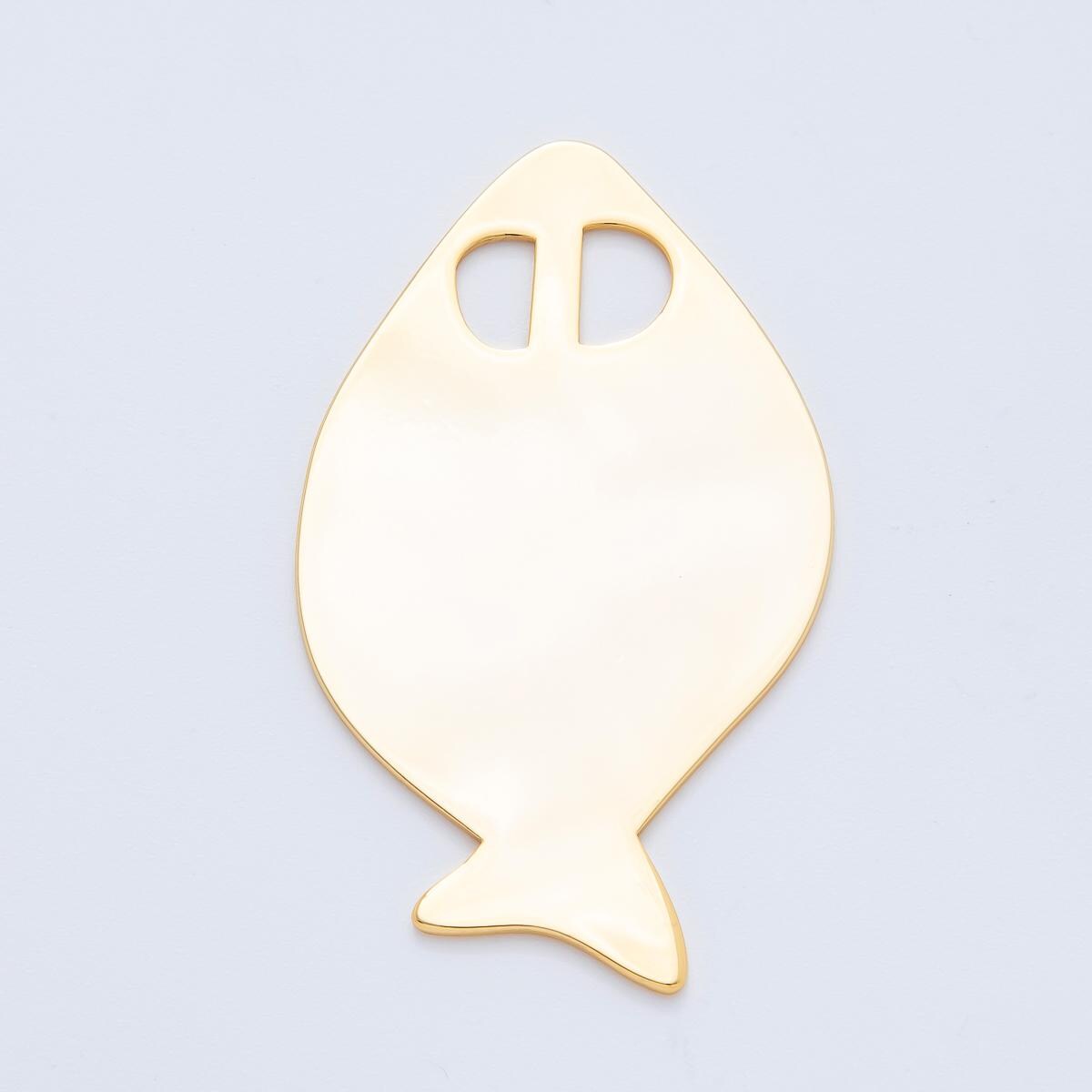 Large Gold Fish Pendant for Cord Necklace Fish Charm Under the Sea Ocean Life 18k Gold Filled Jewelry Supply Z-1252