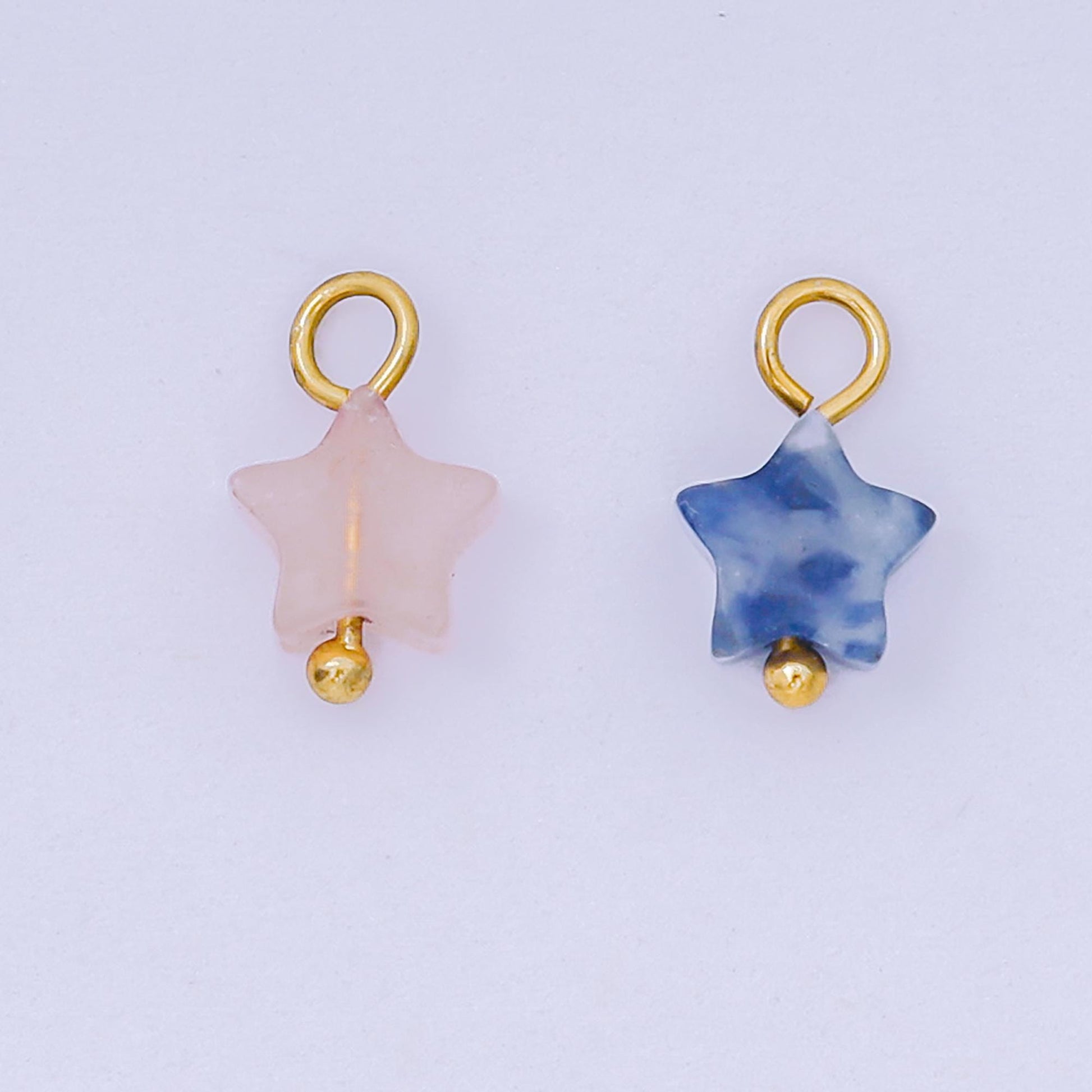 Gemstone Star Bead Charms Pink Blue Pendants 24K Gold Filled Finding DIY Jewelry Making Supplies for Earrings Bracelet AH656