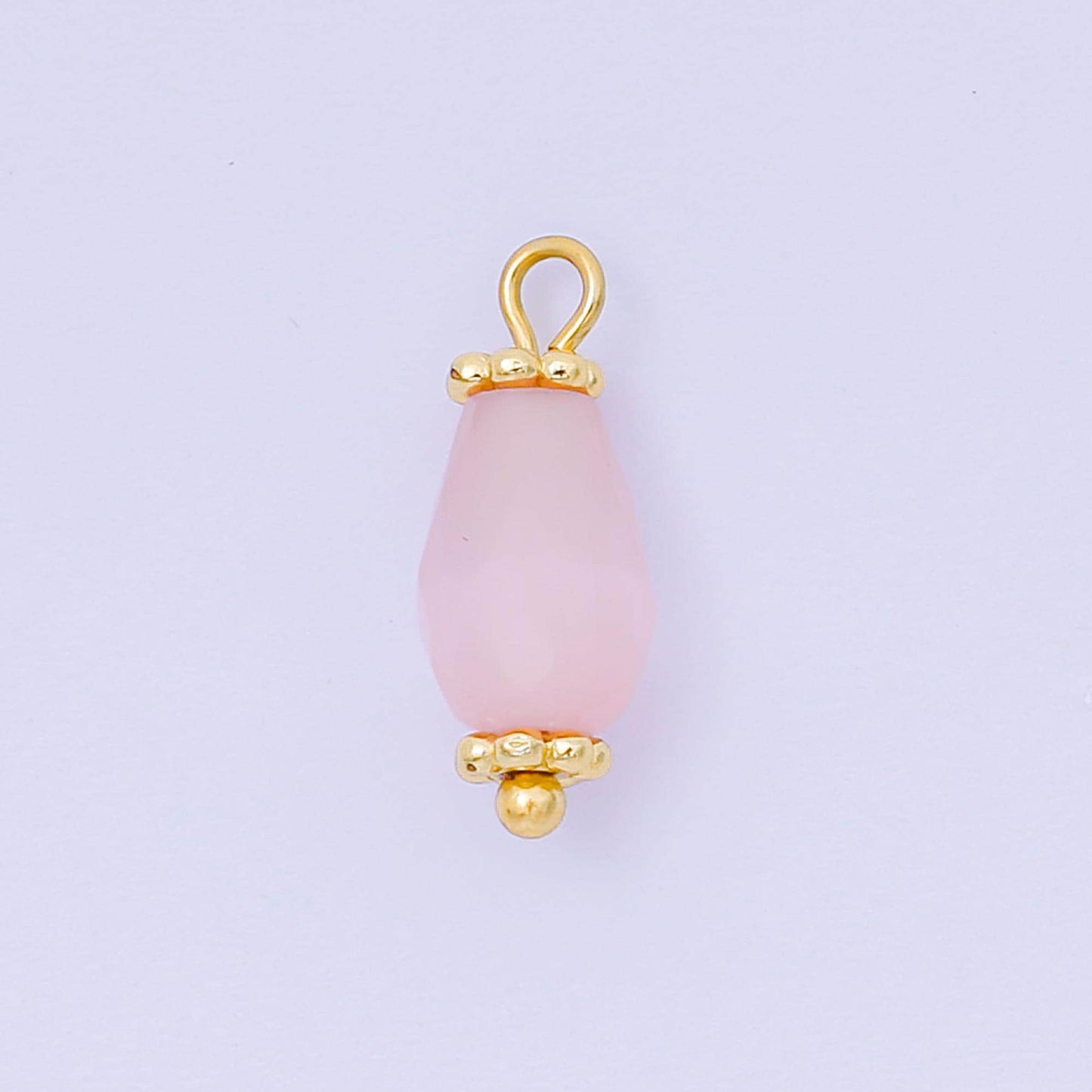 Faceted Teardrop Gemstone Bead Charm Pink Blue Green Pendant 24K Gold Filled Finding DIY Jewelry Making Supplies for Earrings Bracelet AH657