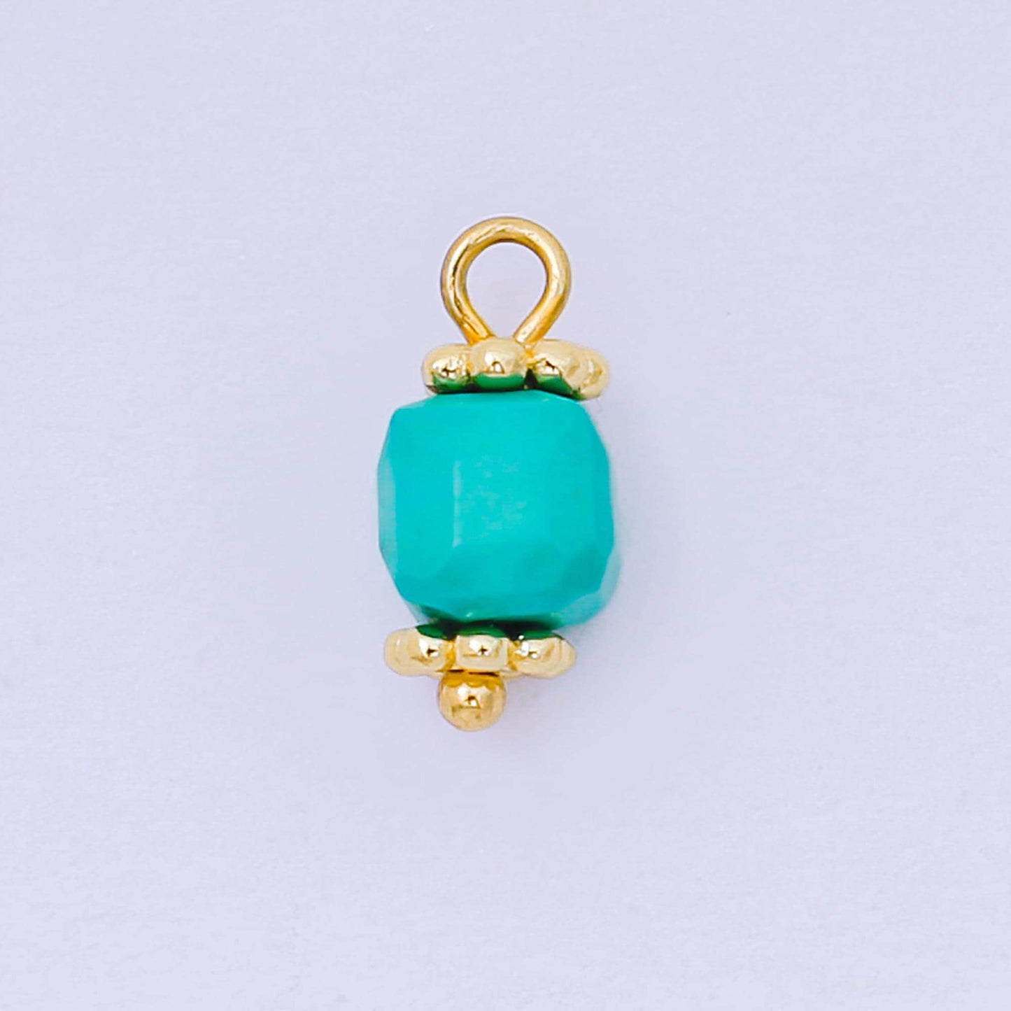 Faceted Gemstone Bead Charms Teal Purple Crystal Pendants 24K Gold Filled Finding DIY Jewelry Making Supplies for Earrings Bracelet AH661