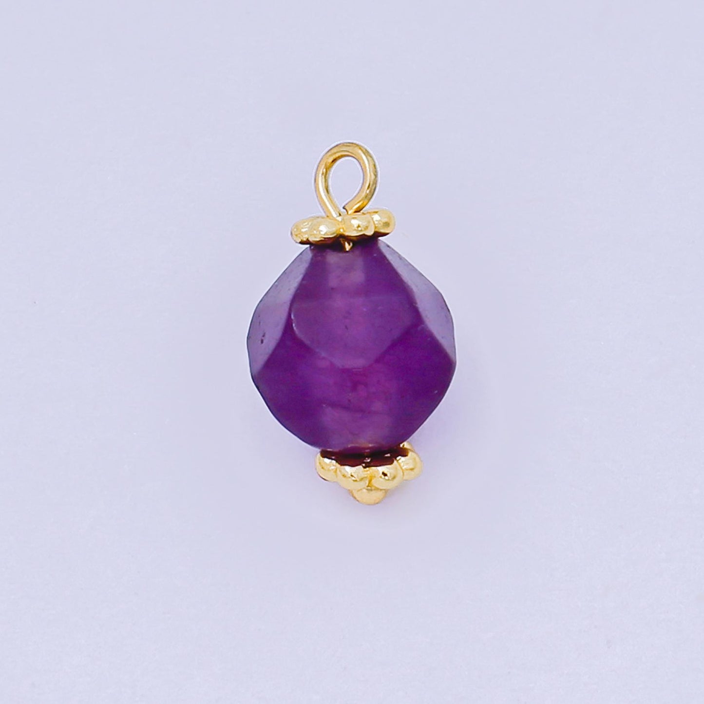 Faceted Gemstone Bead Charms Amethyst, Tiger Eye Pendants 24K Gold Filled Finding DIY Jewelry Making Supplies for Earrings Bracelet AH659