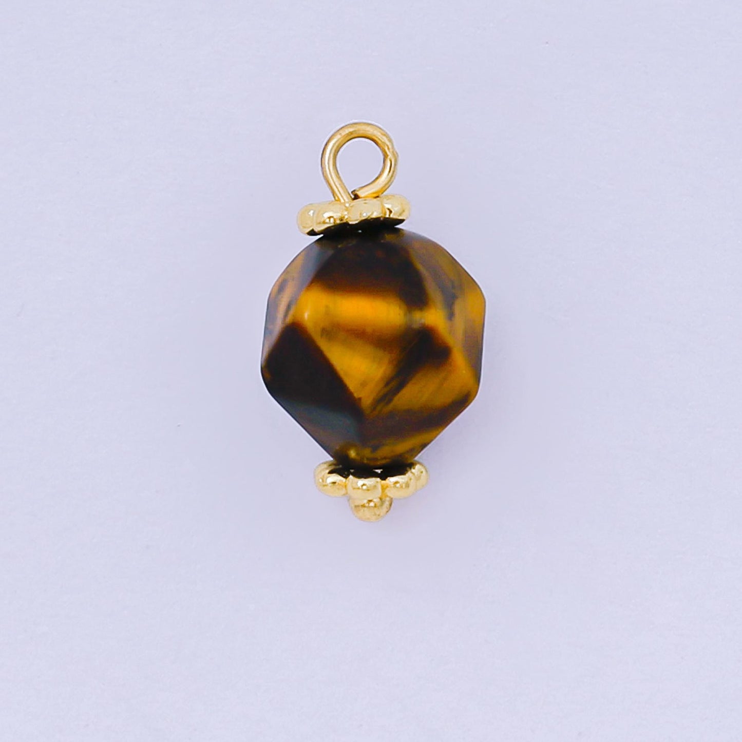 Faceted Gemstone Bead Charms Amethyst, Tiger Eye Pendants 24K Gold Filled Finding DIY Jewelry Making Supplies for Earrings Bracelet AH659