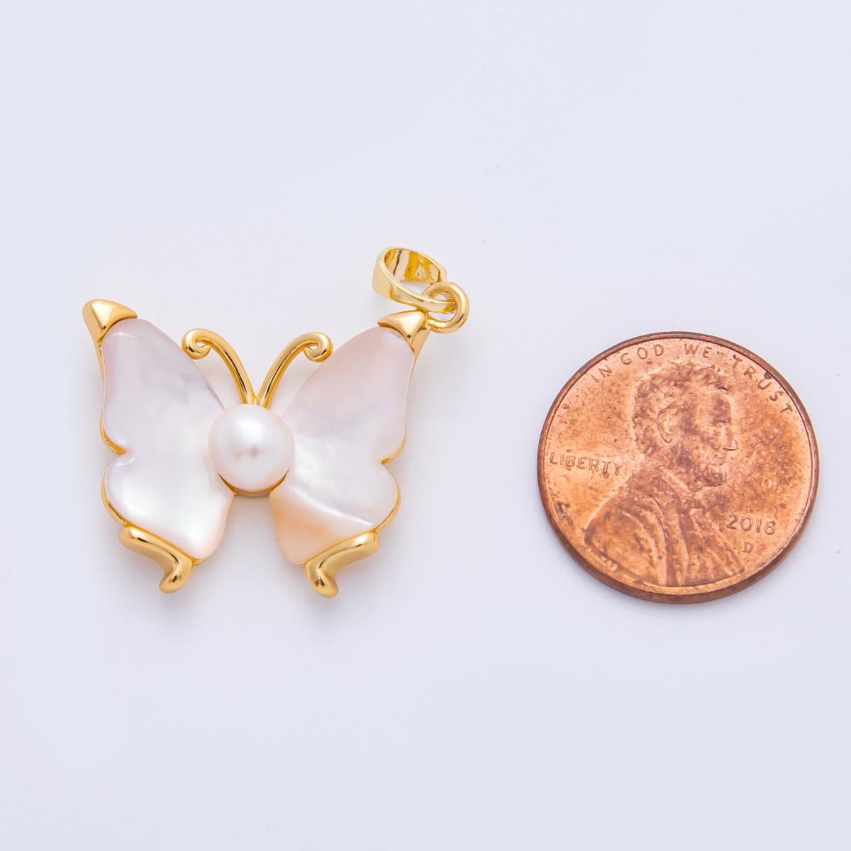 18k gold filled shell pearl butterfly charm animal pendant for necklace bracelet earring charm | af1127