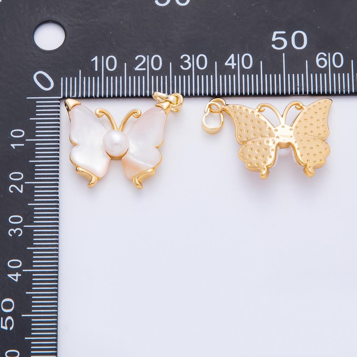 18k gold filled shell pearl butterfly charm animal pendant for necklace bracelet earring charm | af1127