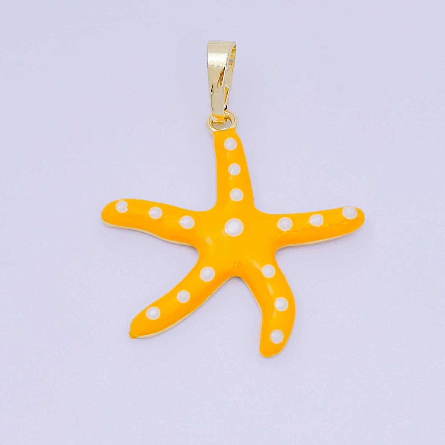 24K Gold Filled 32mm Colorful Charm Enamel Polka Dot Sea Starfish Pendant | AA-1586 - AA-1588