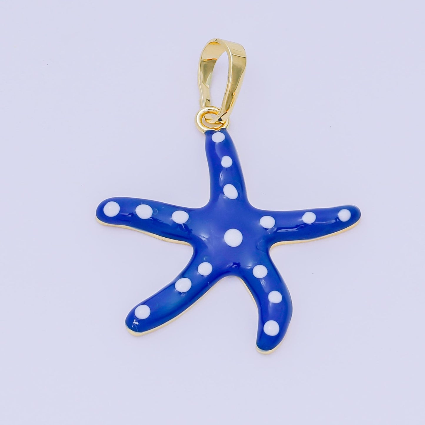 24K Gold Filled 32mm Colorful Charm Enamel Polka Dot Sea Starfish Pendant | AA-1586 - AA-1588