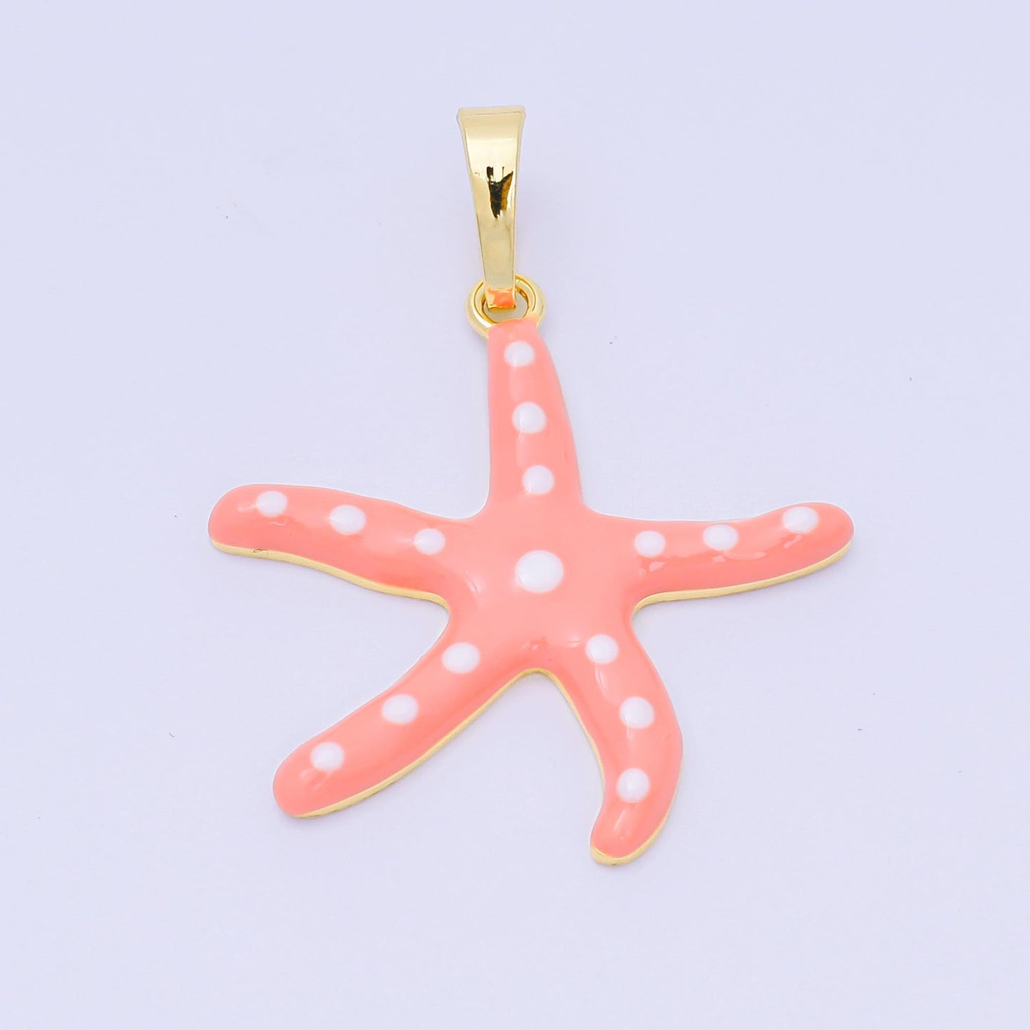 24K Gold Filled 32mm Colorful Charm Enamel Polka Dot Sea Starfish Pendant | AA-1586 - AA-1588
