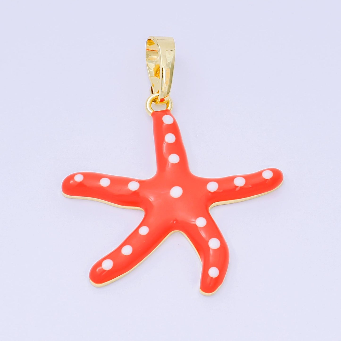 24K Gold Filled 32mm Colorful Charm Enamel Polka Dot Sea Starfish Pendant | AA-1586 - AA-1588