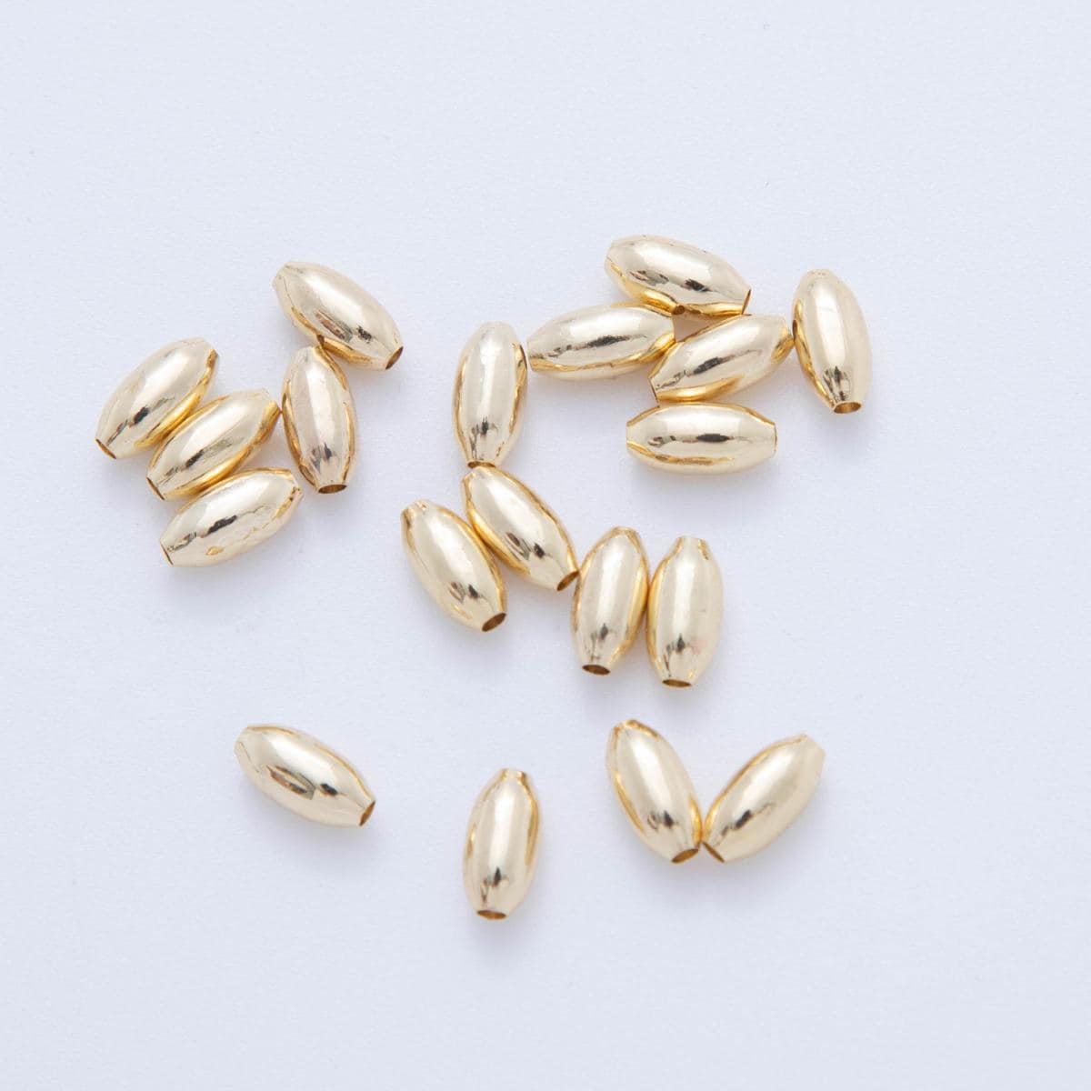 10x 18k gold Filled Tiny Oval Bean spacer beads Tiny Seed Bead spacer beads 8x4 mm beads AF-1065