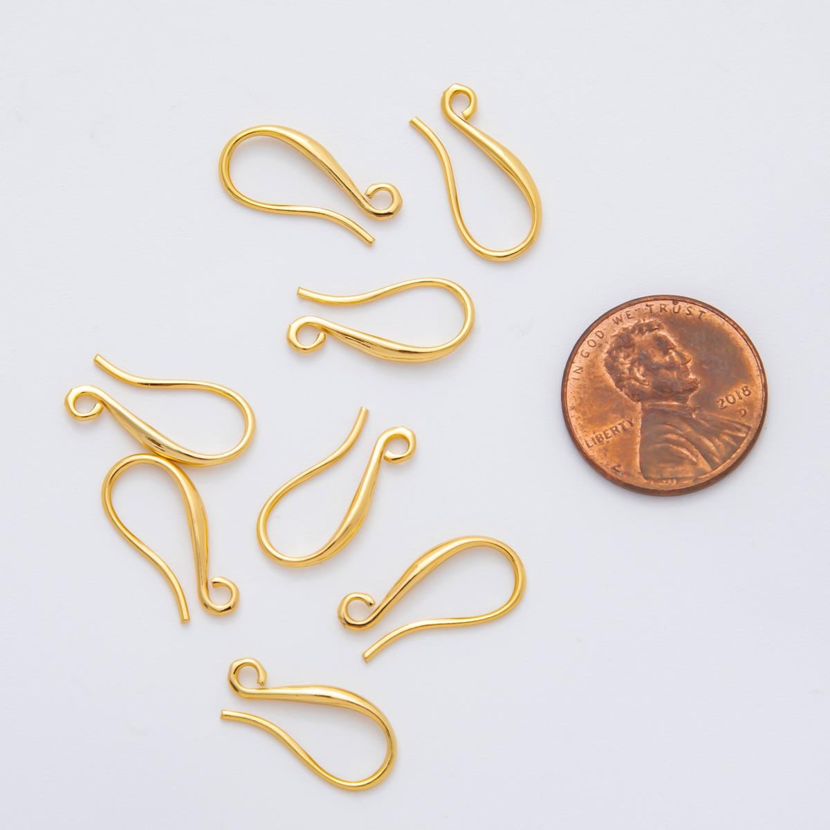 5 pair 18k gold filled 16x8mm loop minimalist french hook earrings findings supply | Z-1249