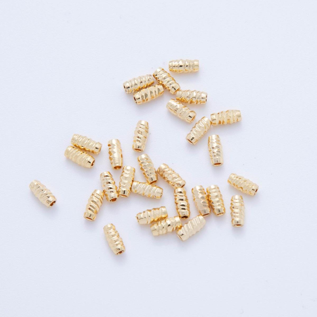 10x 18k Gold Filled Tiny Oval Tube Macaroni Bean spacer beads Tiny Seed Bead spacer beads 6x3 mm beads AF-1067