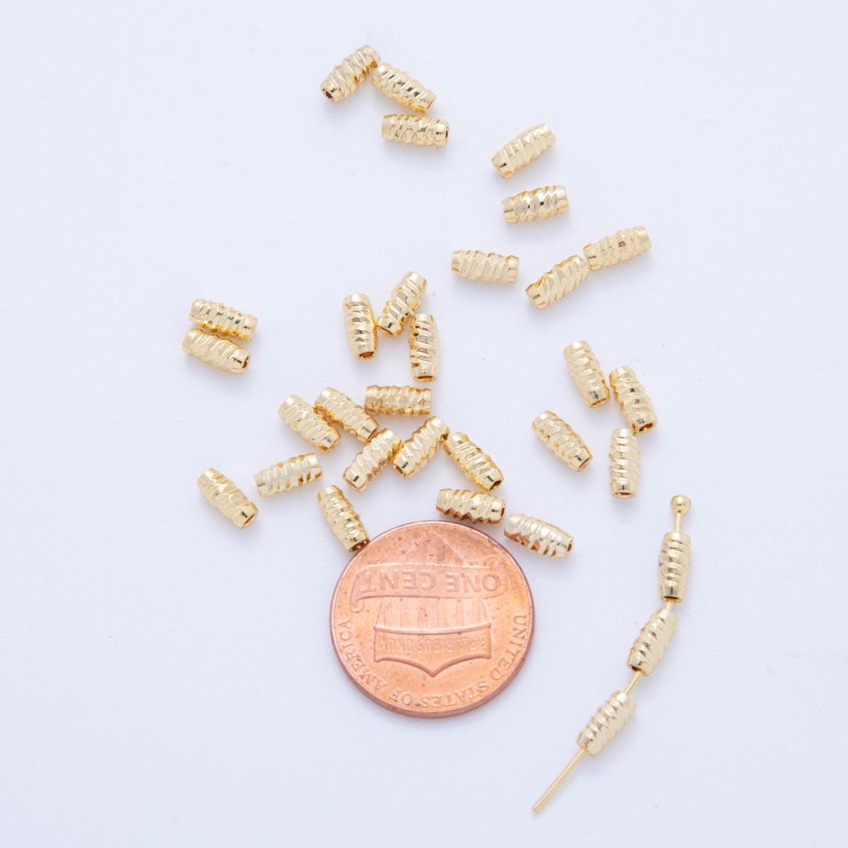 10x 18k Gold Filled Tiny Oval Tube Macaroni Bean spacer beads Tiny Seed Bead spacer beads 6x3 mm beads AF-1067