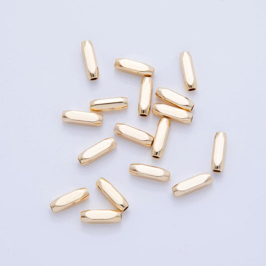 10x 18k Gold Filled Tiny Faceted Tube 10x3 mm spacer beads Tiny Seed Bead spacer for Bracelet Necklace Supply AF-1060