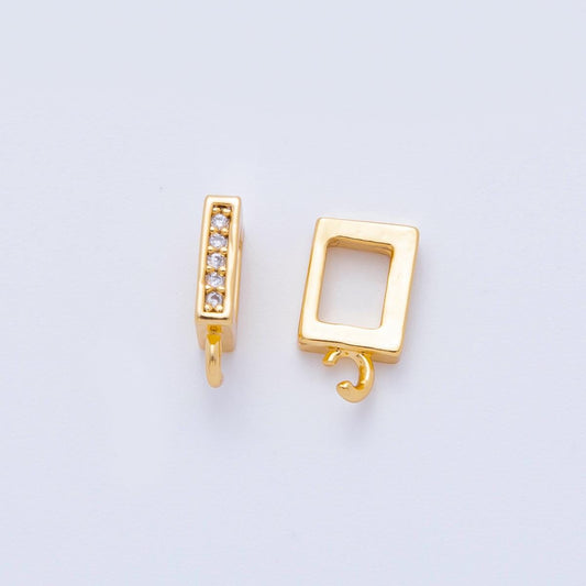 18k gold filled 11mm Square Charm Holder for Beaded Necklace Bracelet Supply minimalist jewelry findings Z-1248