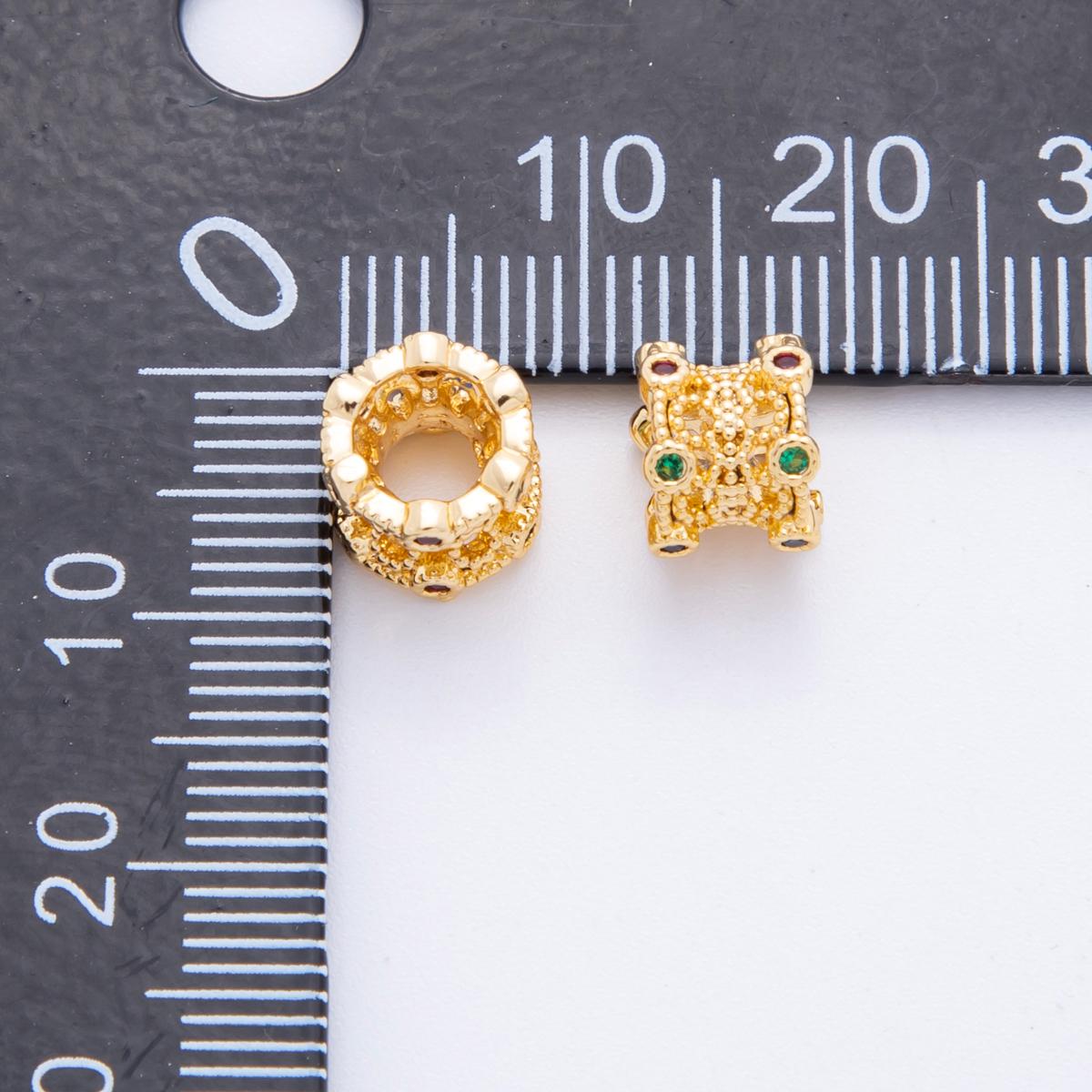 18k gold Filled Beaded spacer beads with Multi Color CZ Stone Rainbow beads 8 mm beads AF-1068