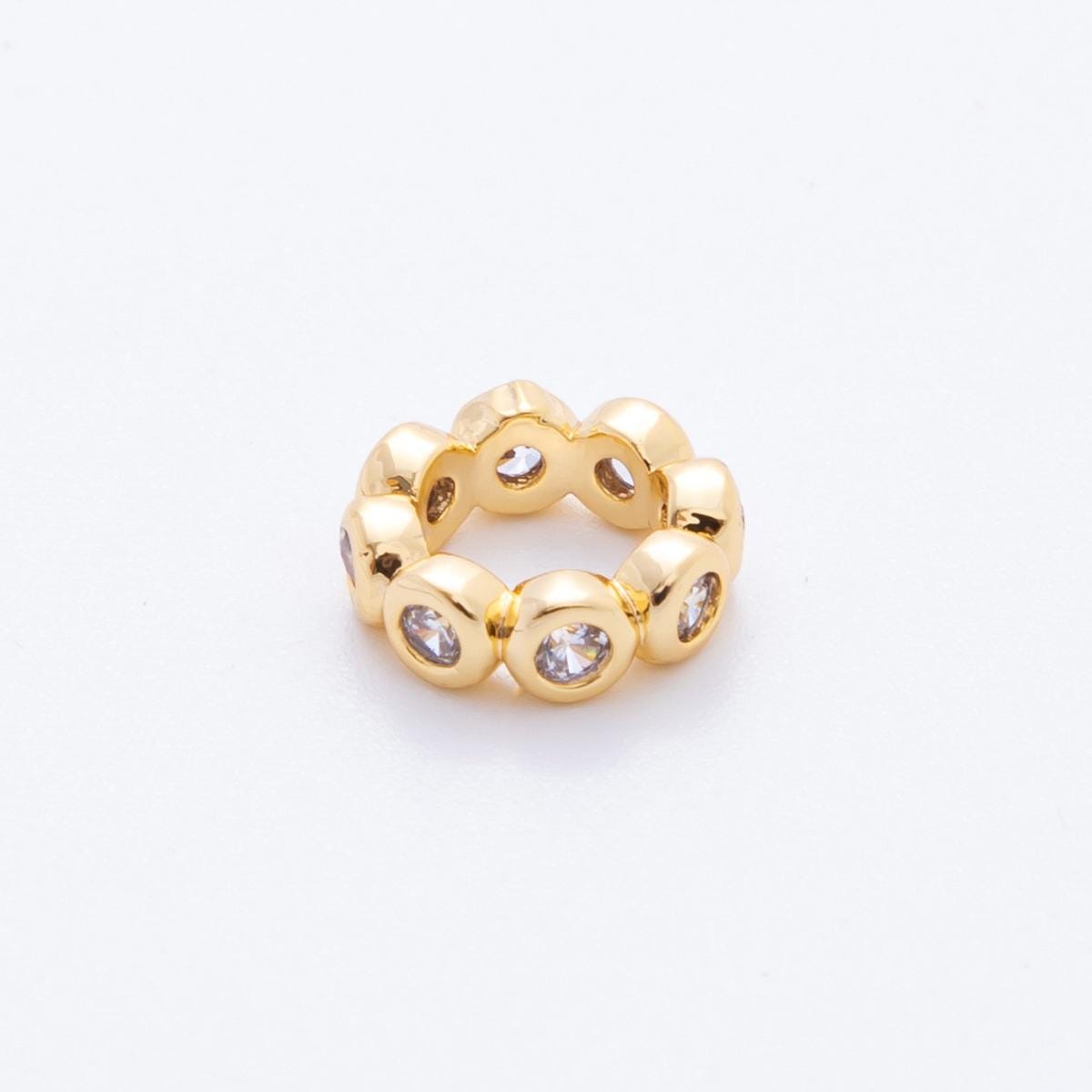 18k gold filled 10mm round Clear CZ Bezel Cut beaded bubble outline spacer donut bead | AF-1069