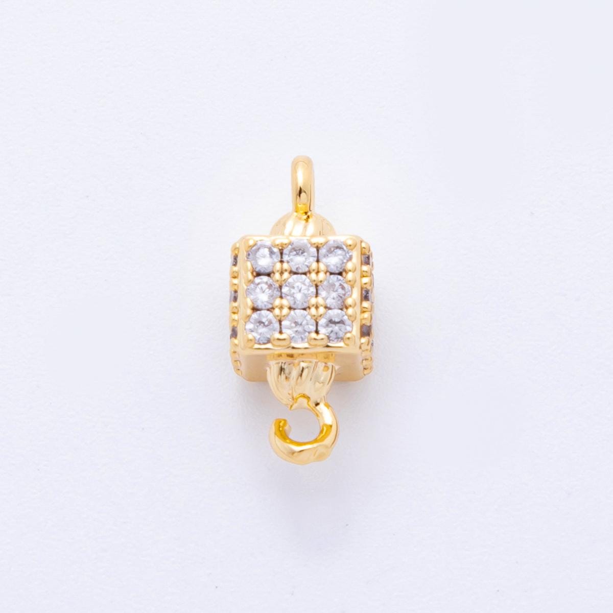 Gold Cube Jewelry Connector Gold Micro Pave Clasp Dainty Square Style Link Connector for Jewelry Making Findings Y-161