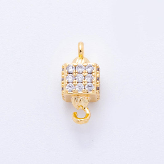 Gold Cube Jewelry Connector Gold Micro Pave Clasp Dainty Square Style Link Connector for Jewelry Making Findings Y-161