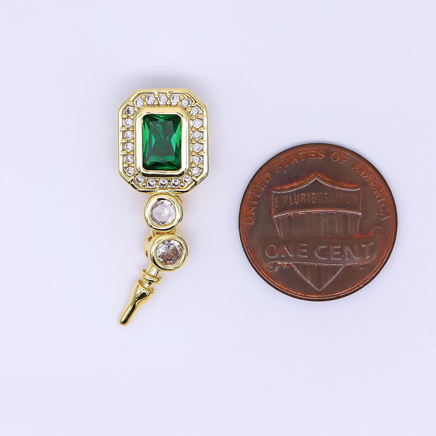 24k gold filled peg bail hold for half drill pearl and bead Emerald Green cz bail charm jewelry findings supplies Z-1267