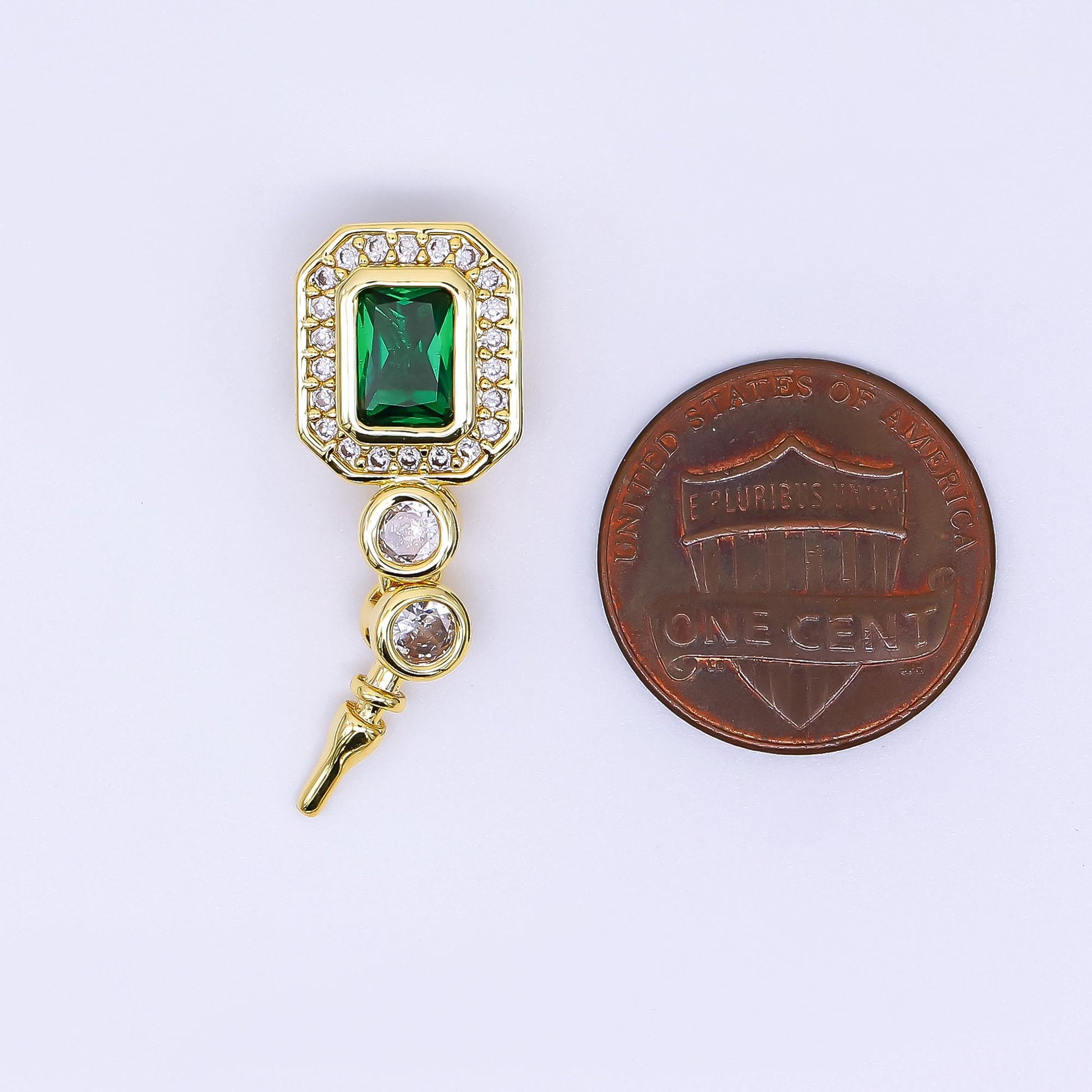 24k gold filled peg bail hold for half drill pearl and bead Emerald Green cz bail charm jewelry findings supplies Z-1267
