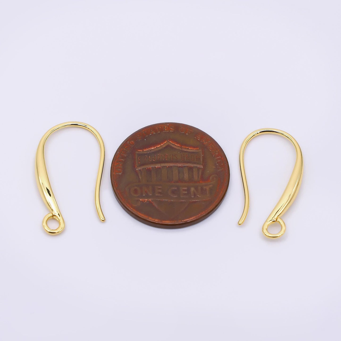 1 pair 24k gold filled 20.2mm loop minimalist French hook earrings findings supply | z-1288