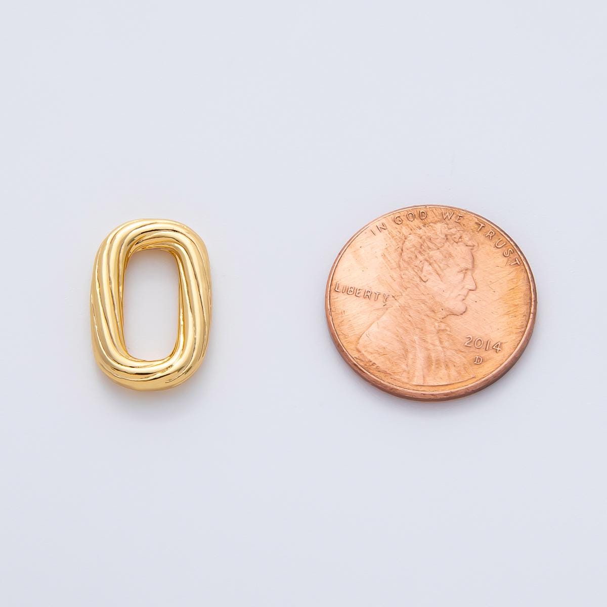 Dainty Rope Oval Oblong charm 18k gold filled Oval link connector | Z-1412