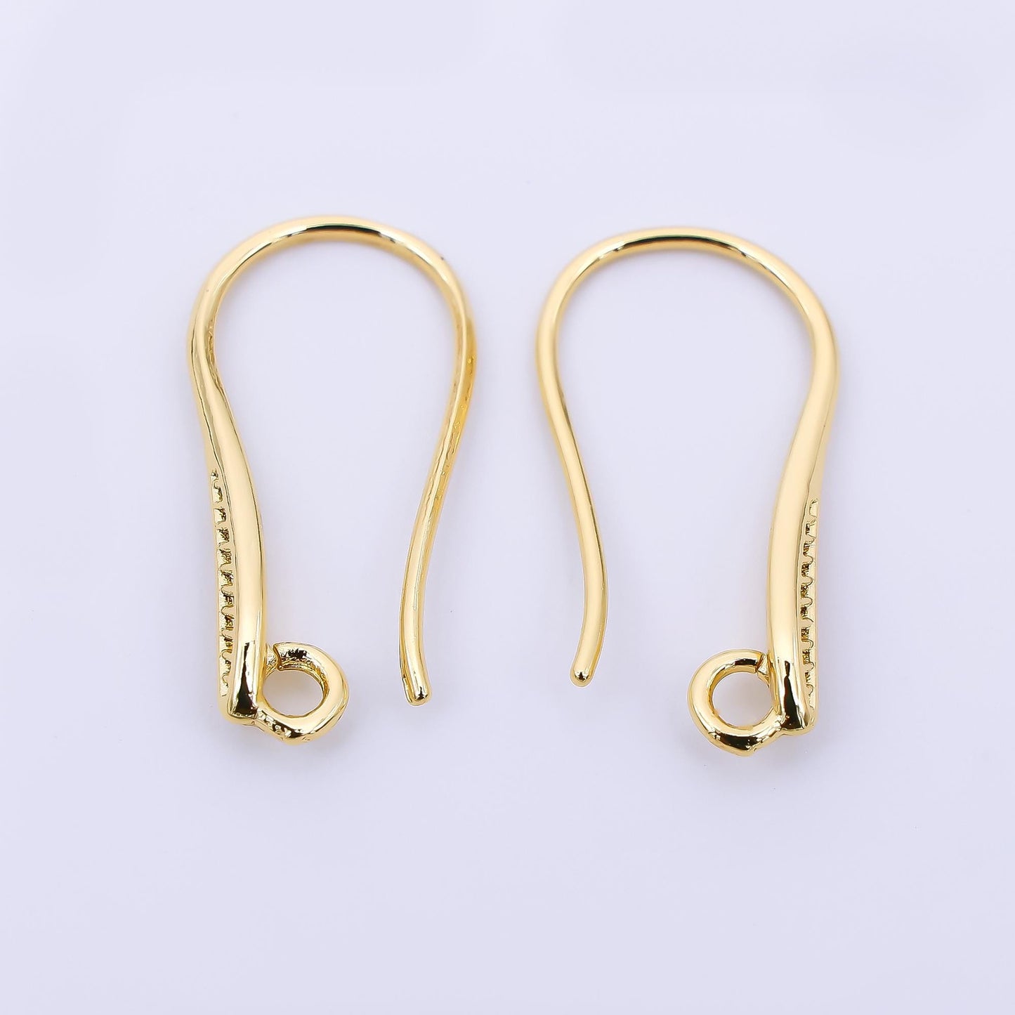 1 pair 24k gold filled 20.6 x 10 mm loop minimalist French hook earrings findings supply | Z-1290
