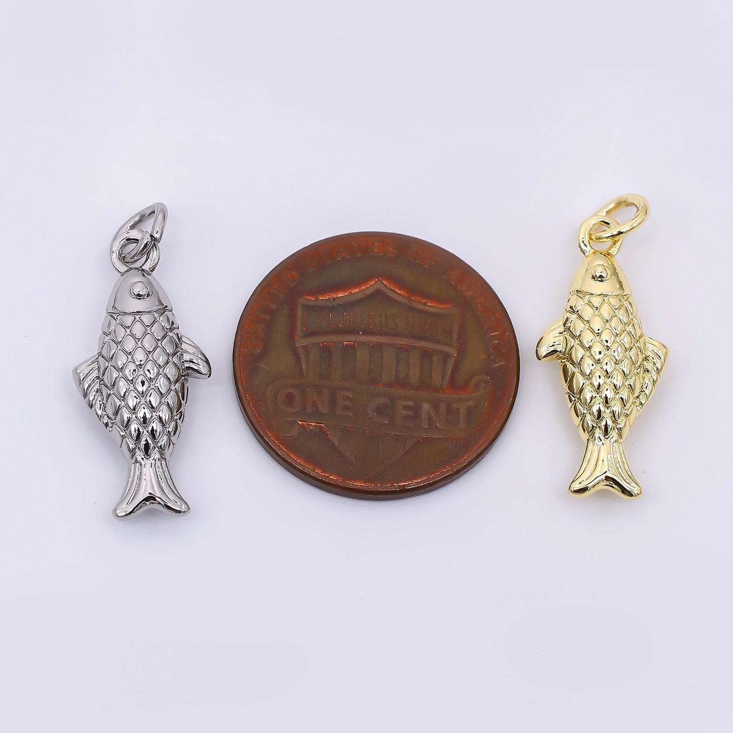 Dainty 3d fish charms 24k gold filled fish pendant gold fish charm bracelet necklace for diy jewelry making supply AH-583