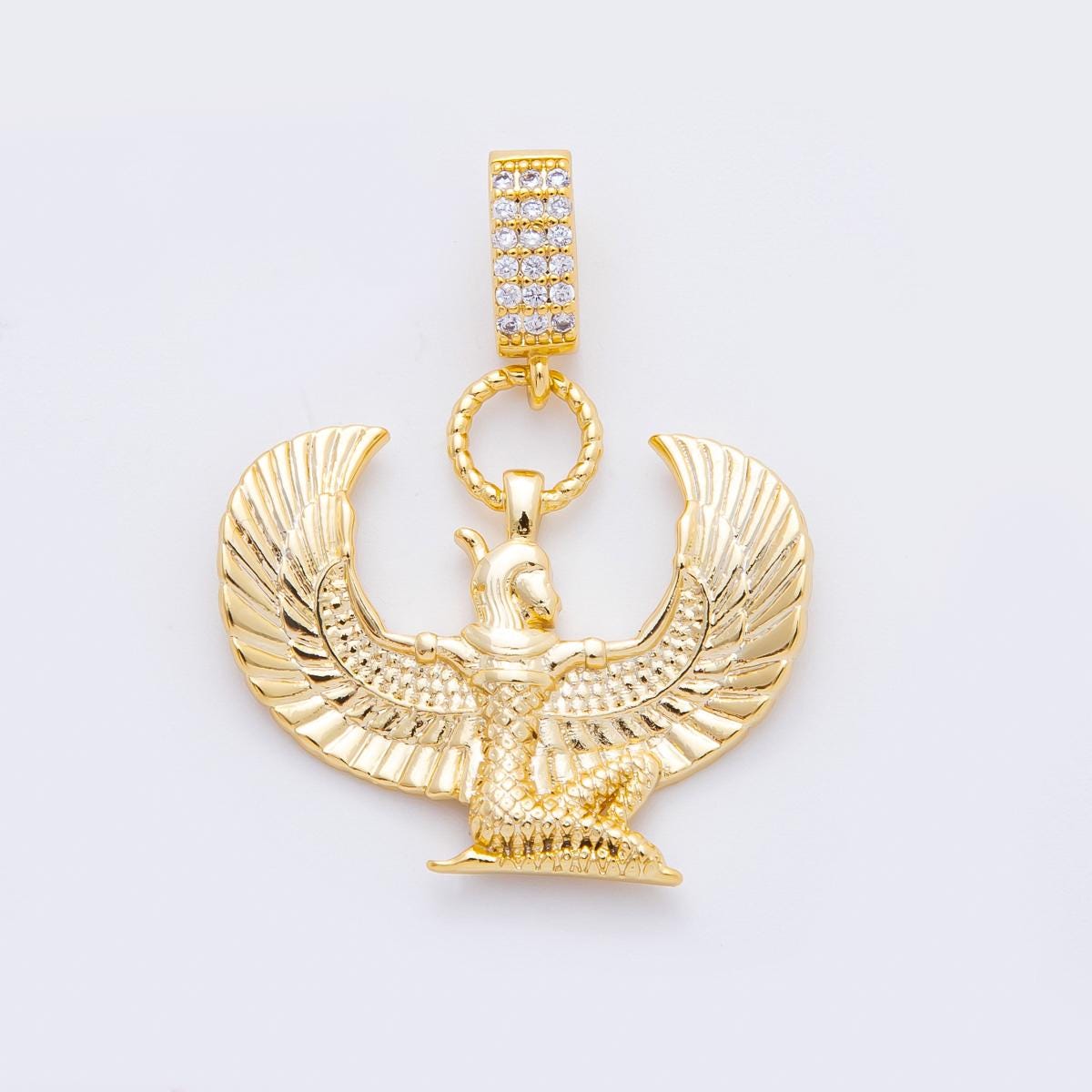 24k Gold Filled Isis Egyptian goddess jewelry inspired for necklace charm pendant Protection, Motherhood, Healing Jewelry | N-1222