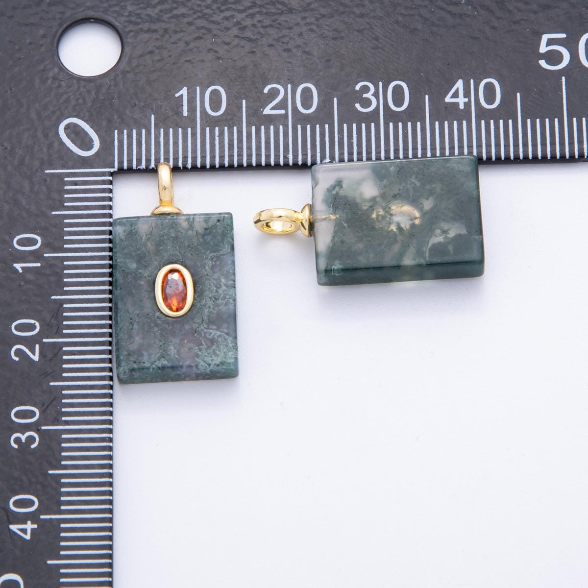 Tile Gemstone Charm For Making Necklace 18k Gold Filled Aquatic Agate Charm for Necklace Pendant N-839