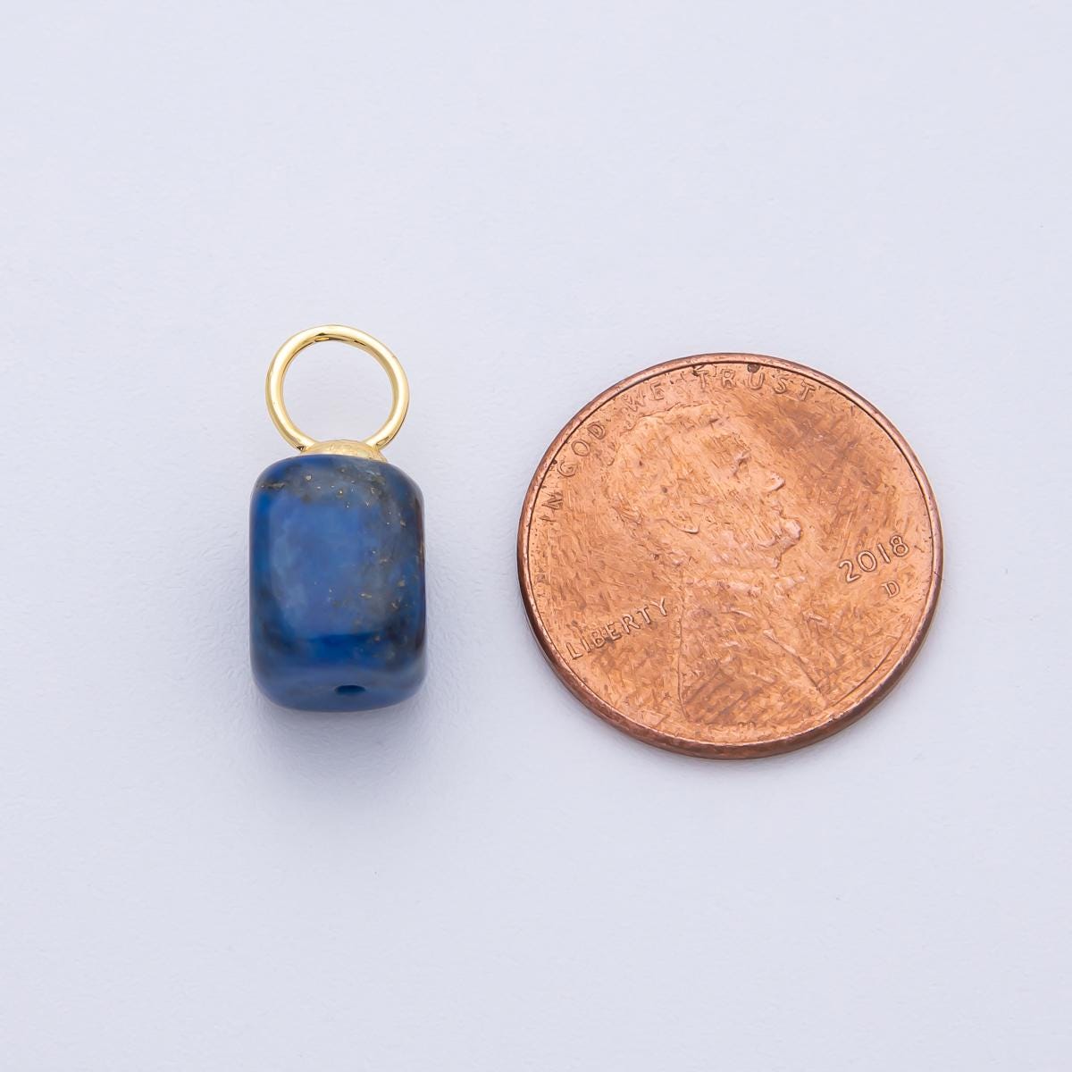 18K Gold Filled Gemstone Blue Lapiz Stone Drop Earring Charm | AF-1398