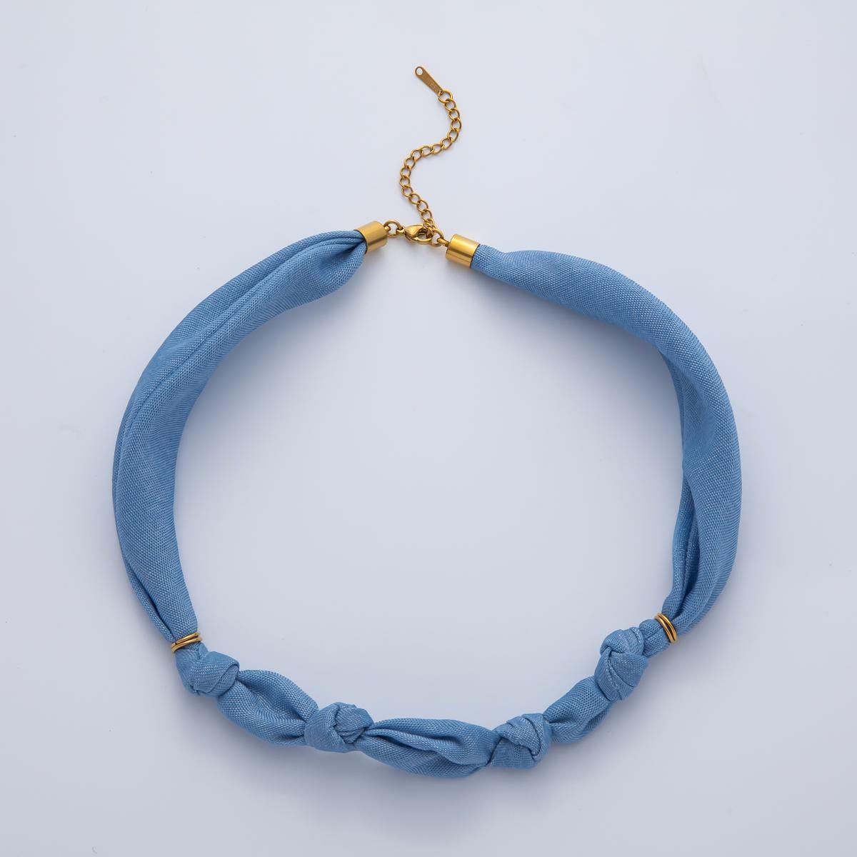Denim Jeans Fabric Scarf Necklace 18 inch Make your own Scarf Necklace Charm Jewelry Supply with PVD Gold Stainless Clasp WA-1170