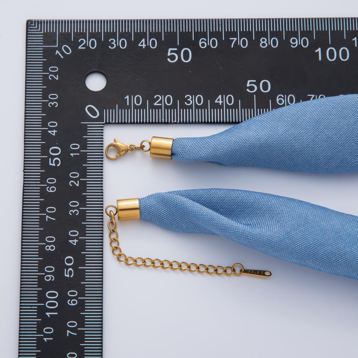Denim Jeans Fabric Scarf Necklace 18 inch Make your own Scarf Necklace Charm Jewelry Supply with PVD Gold Stainless Clasp WA-1170