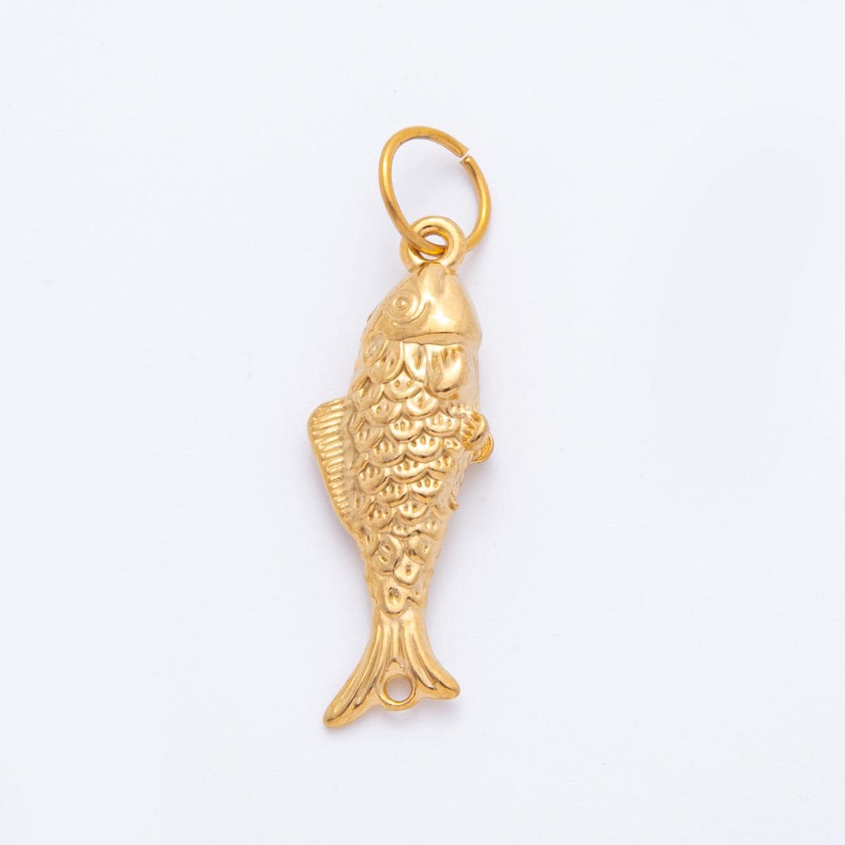 PVD Gold Stainless Steel Fish Pendant Gold Fish Charm Bracelet Necklace for DIY Jewelry Making Supply Tarnish Free j-595