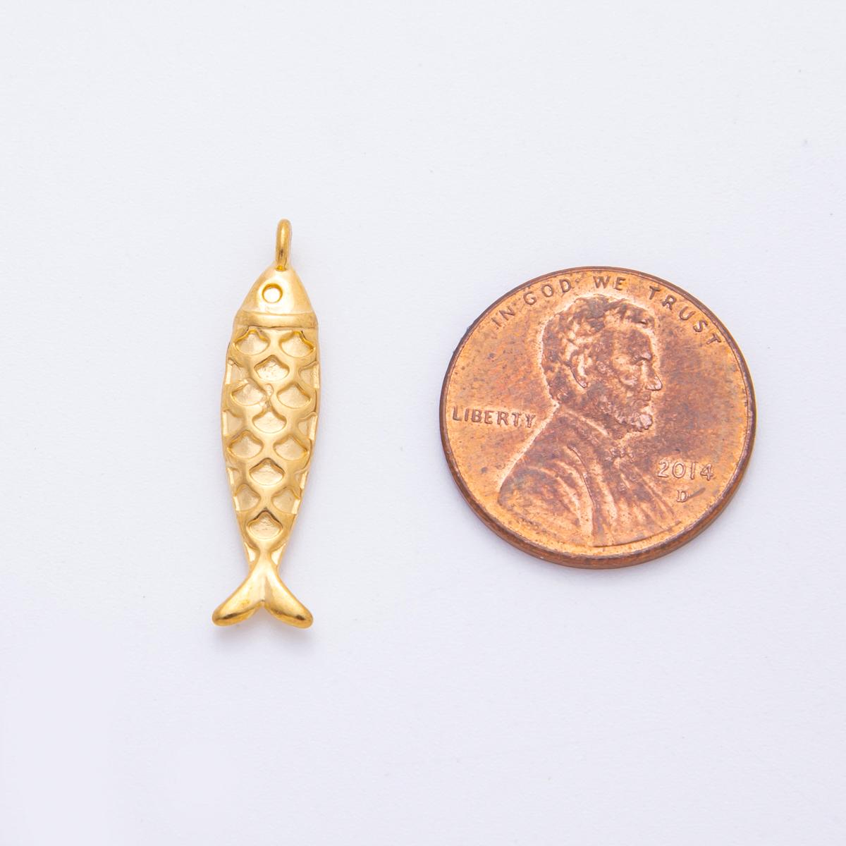 Dainty PVD Gold Stainless Steel Fish Pendant Gold Fish Charm Bracelet Necklace for DIY Jewelry Making Supply Tarnish Free J-587