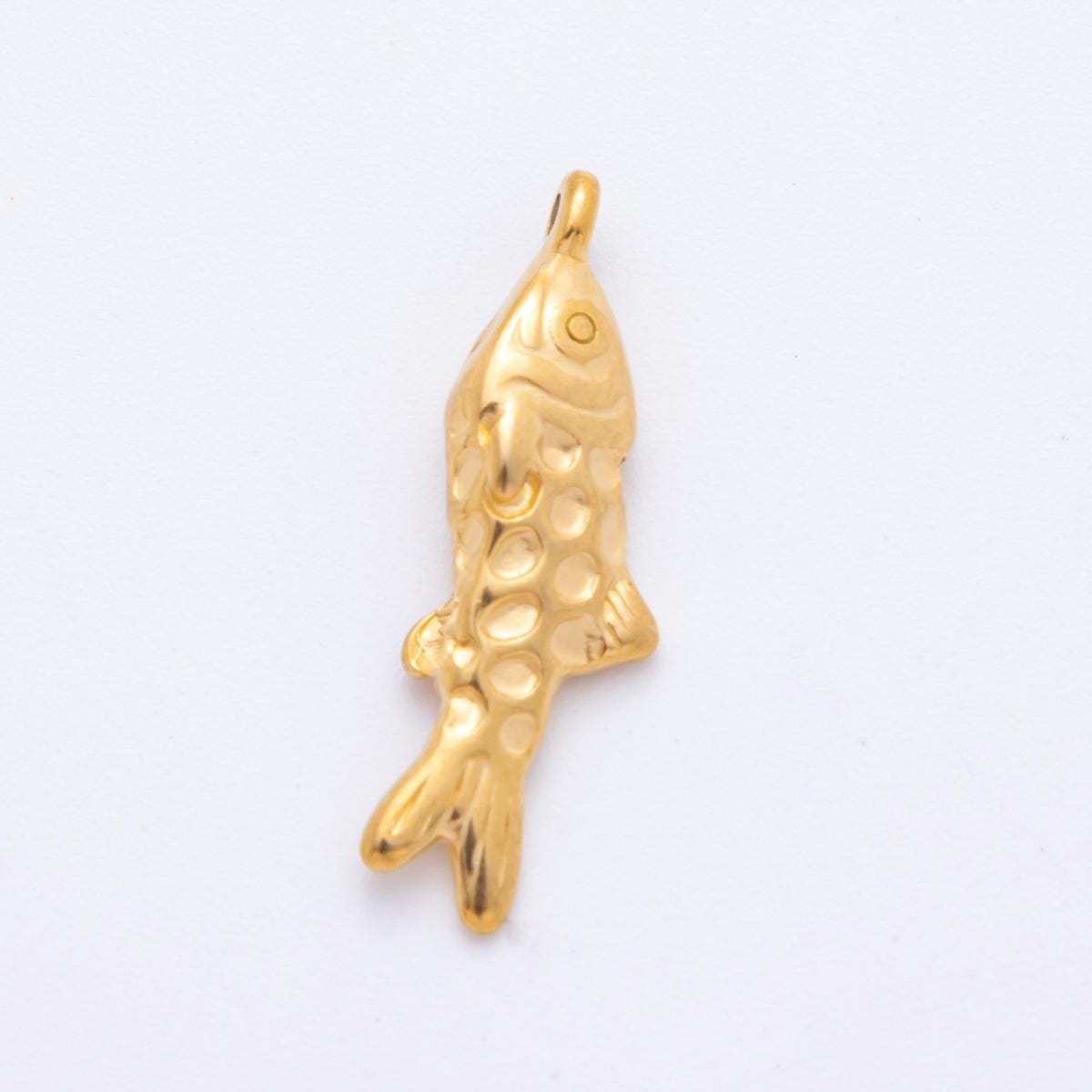 Mini PVD Gold Stainless Steel Fish Pendant Gold Fish Charm Bracelet Necklace for DIY Jewelry Making Supply Tarnish Free J-572