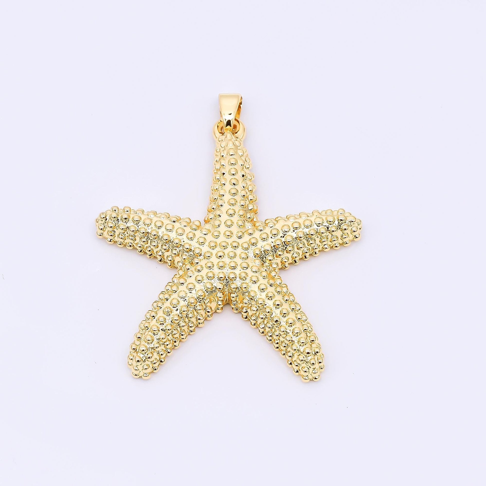 24K Gold Filled 37mm Dotted Sea Starfish Animal Charm in Gold and Silver | AH-532
