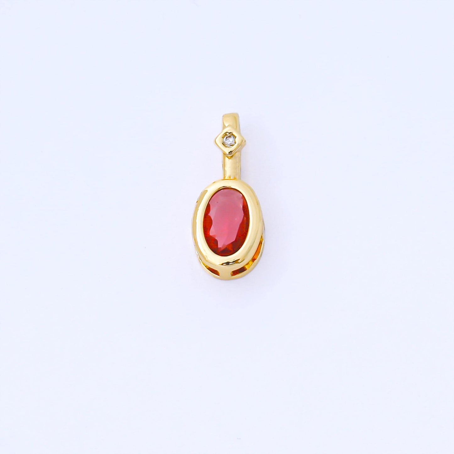 Tiny 24K Gold Filled 13.6mm Green, Black, Blue, Pink CZ Bezel Outline Oval Pendant | AA1636